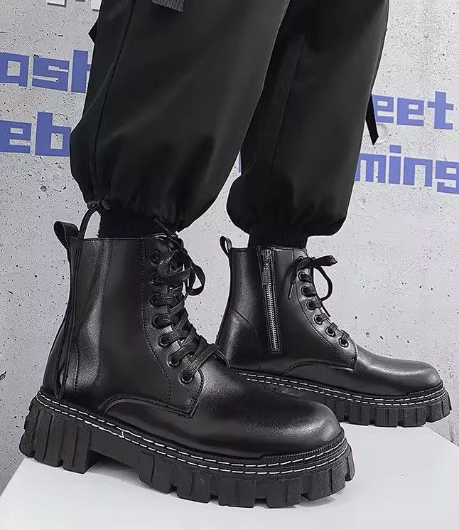 Designer Streetwear Outdoor Casual Motorcycle Punk PU Leather Boots Size US 9.5 / EU 42-43 - 3 Thumbnail