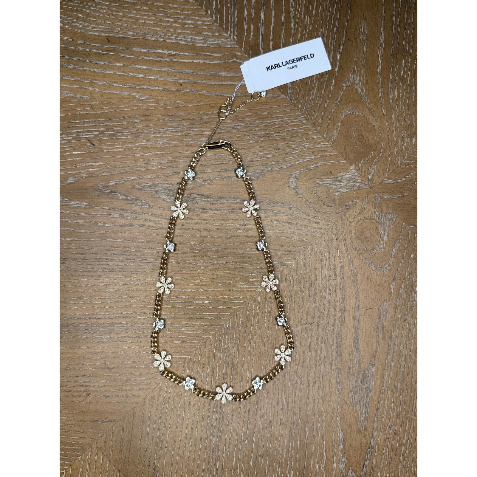 Karl Lagerfeld Karl Lagerfeld Paris Gold Tone Crystal Flower Necklace NWT Size ONE SIZE - 4 Thumbnail