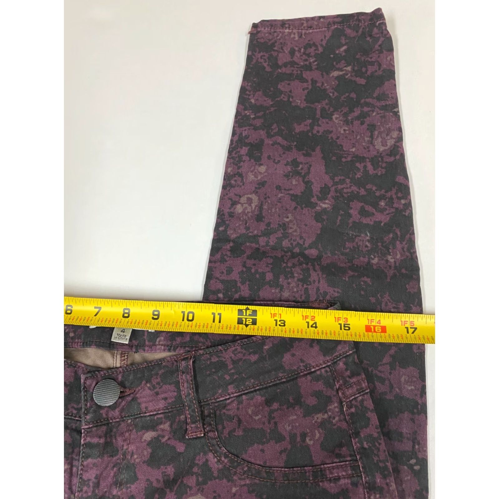 Vintage Cabi Jeans Womens 4 Purple Skinny Camo Denim Zip Pockets 29in Inseam Regular Womens Size 27" / US 4 / IT 40 - 4 Thumbnail