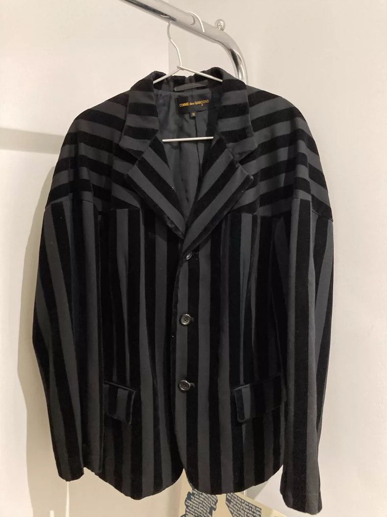 Comme des Garcons Comme des Garcons Black velvet striped suit jacket Size M / US 6-8 / IT 42-44 - 1 Thumbnail