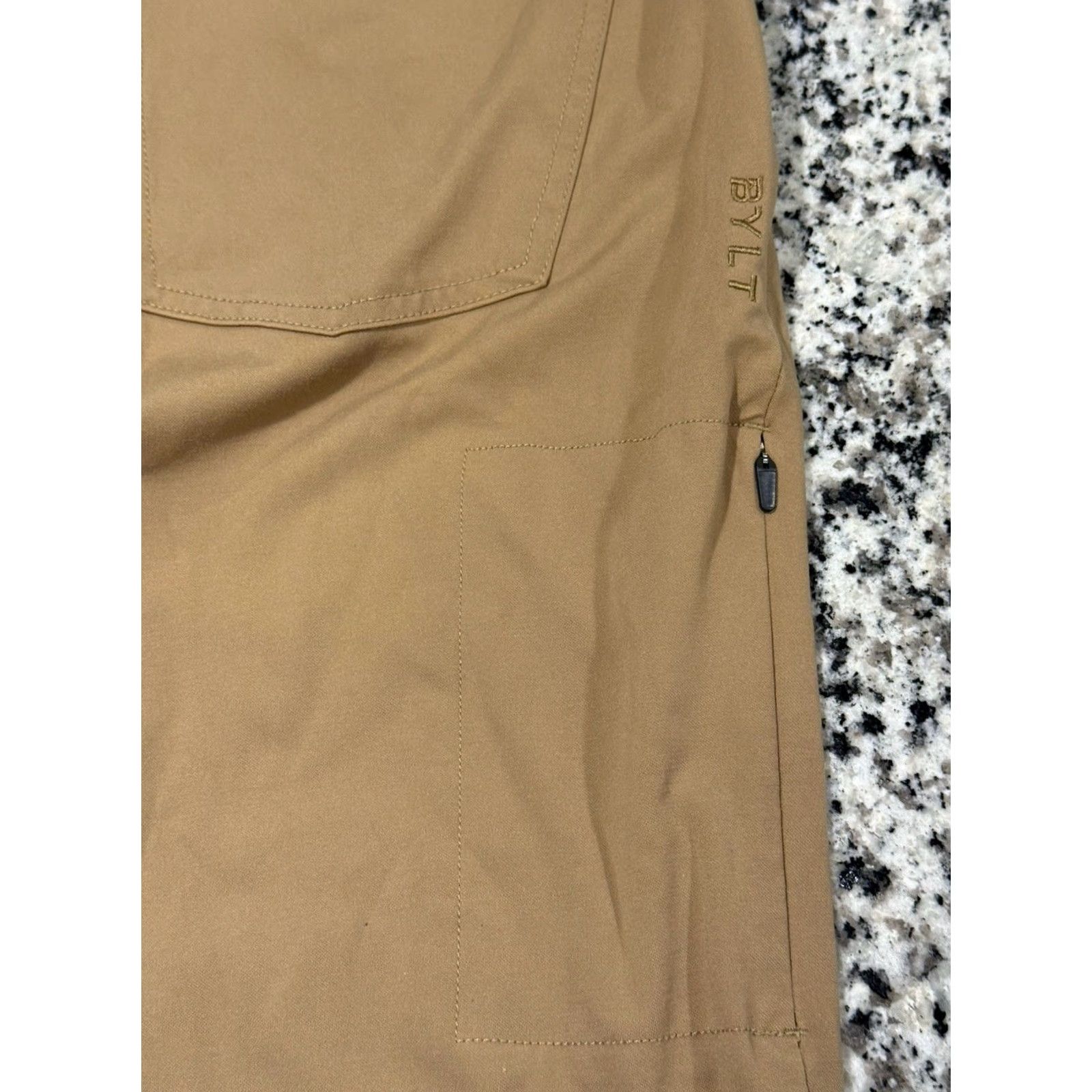 Vintage BYLT Everyday 2.0 Pants Mens 33x30 Slim Fit Performance Stretch Zip Pocket Brown Beige Chino Straight Leg 30 Inseam Modern Casual Mens Size US 36 / EU 52 - 5 Thumbnail