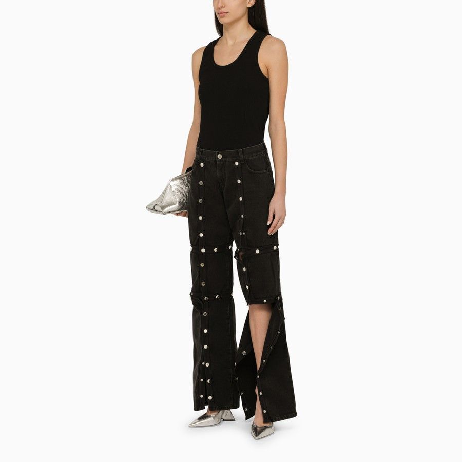 The Attico o1d2blof1024 Baggy Jeans With Studs in Black Size 26" / US 2 / IT 38 - 2 Thumbnail