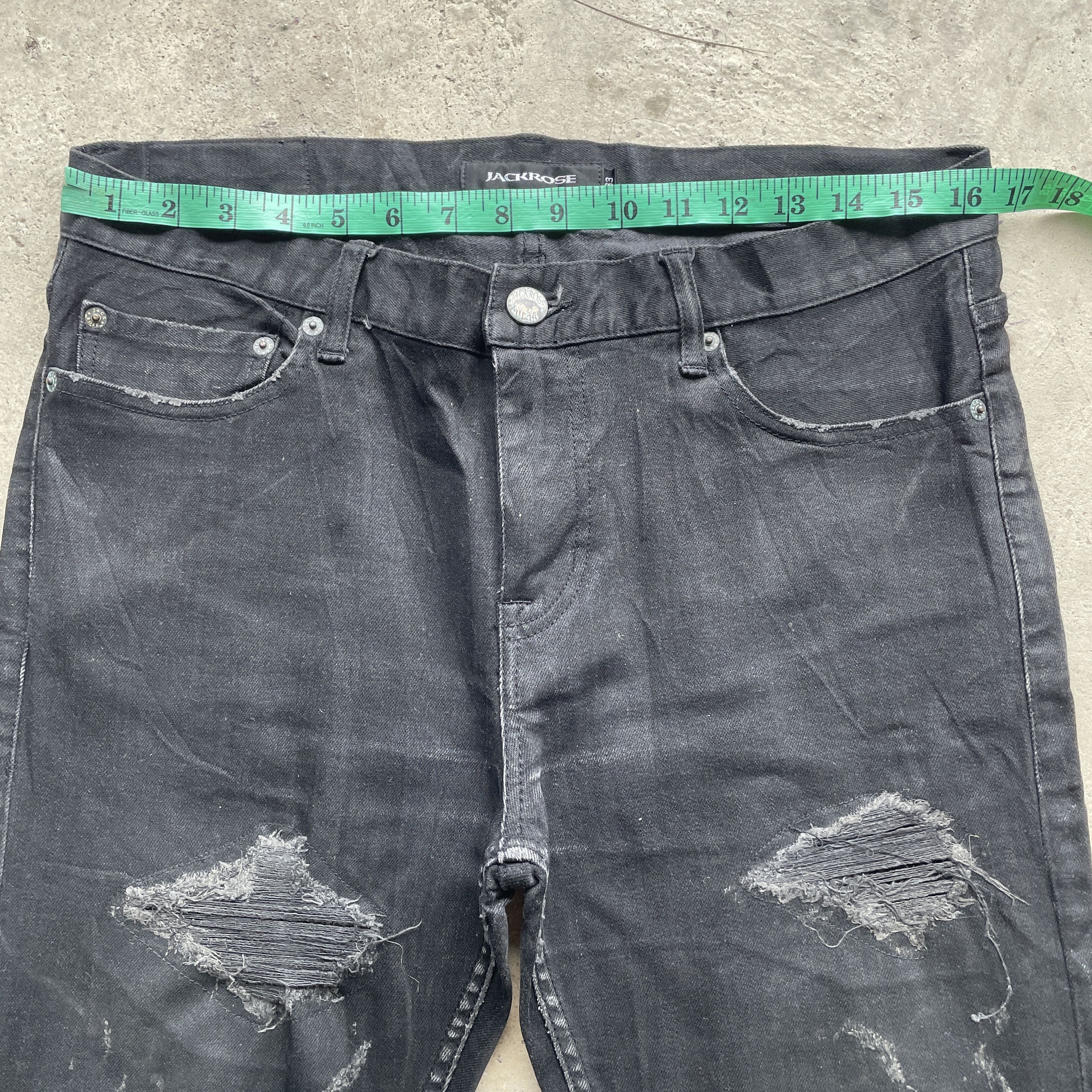 Vintage JACKROSE Black Denim Distressed Skinny Jeans Pants 