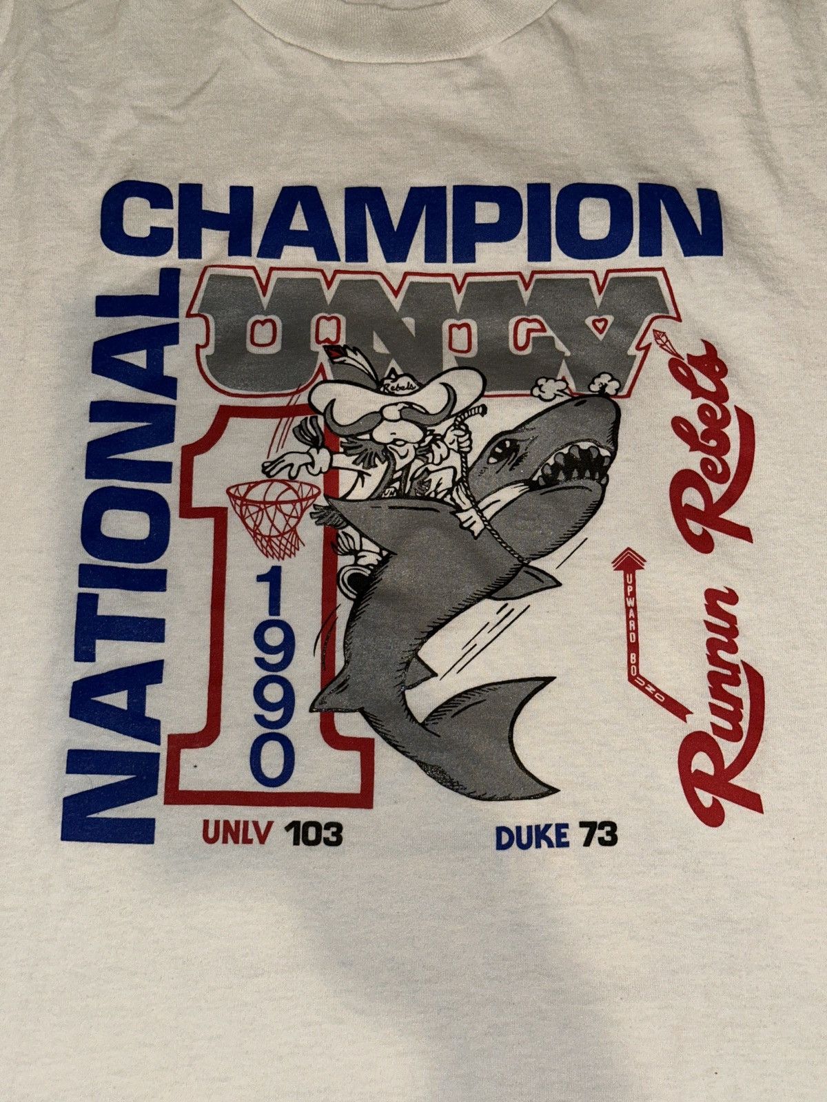Vintage Single Stitch Vtg 1990 NCAA UNLV Runnin’ Rebels VS DUKE Tee Size US XL / EU 56 / 4 - 5 Thumbnail