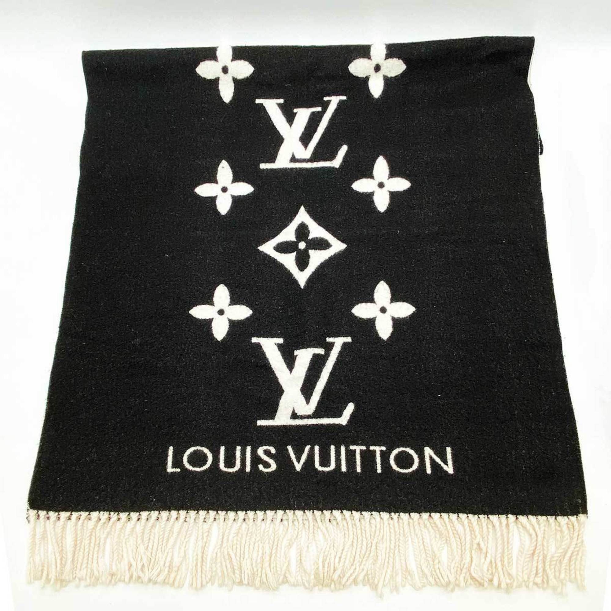 image of Louis Vuitton Muffler Escharpe Reykjavik Stole Monogram Black Cashmere Ladies Men's Fashion M71040 