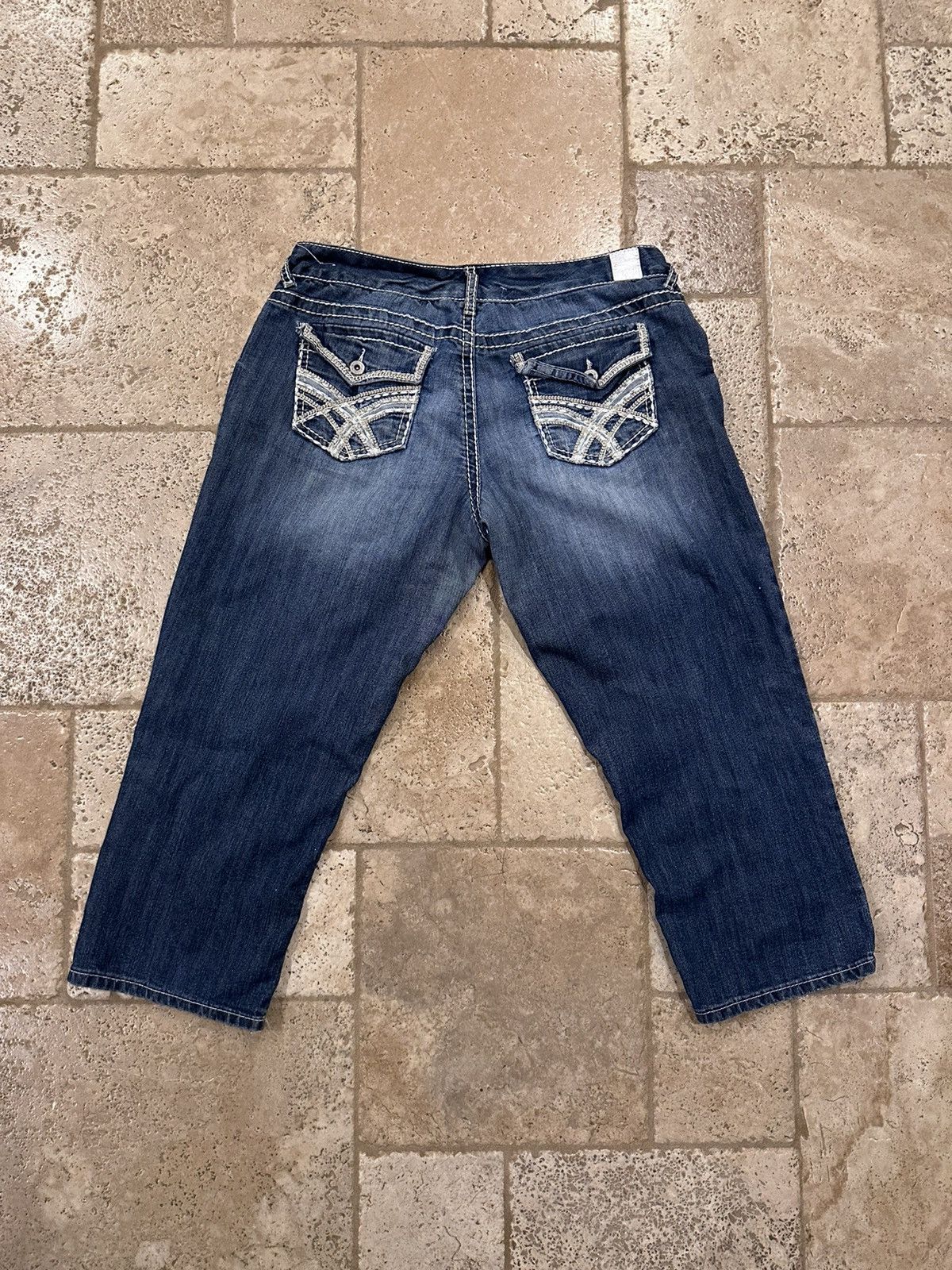 Vintage Maurices Bethaniestyle Rose Patch Dark Blue Denim Jeans Size 36" / US 14 / IT 50 - 6 Thumbnail