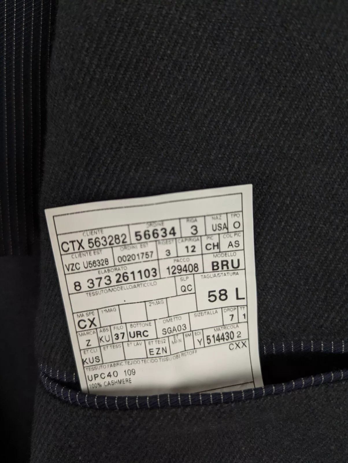 Ermenegildo Zegna ZEGNA OASI Sz US 48L Charcoal Grey 100% CASHMERE Blazer Size 48L - 13 Thumbnail