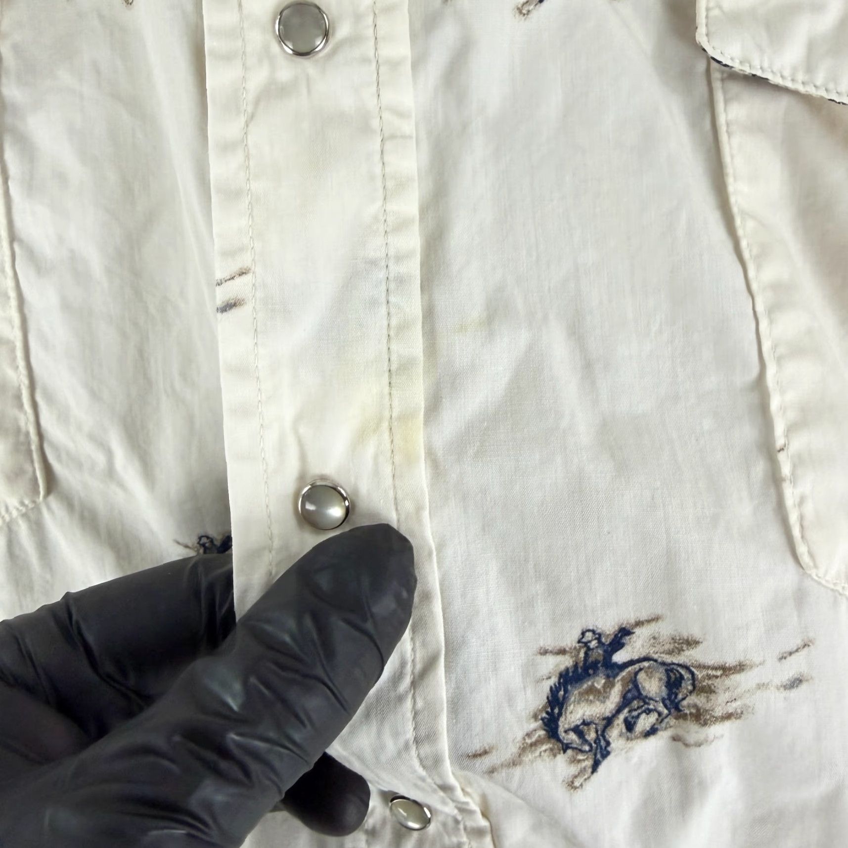 Roper VINTAGE Roper Shirt Mens XL Button-Up western ivory horse bucking print casual Size US XL / EU 56 / 4 - 2 Thumbnail