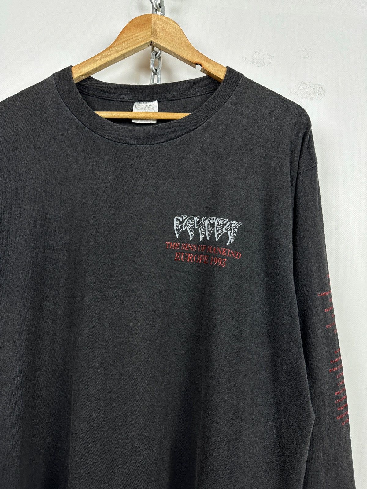 Band Tees 1993 Vintage Cancer Sins Of Mankind Long Sleeve T-Shirt Size US XL / EU 56 / 4 - 16 Thumbnail