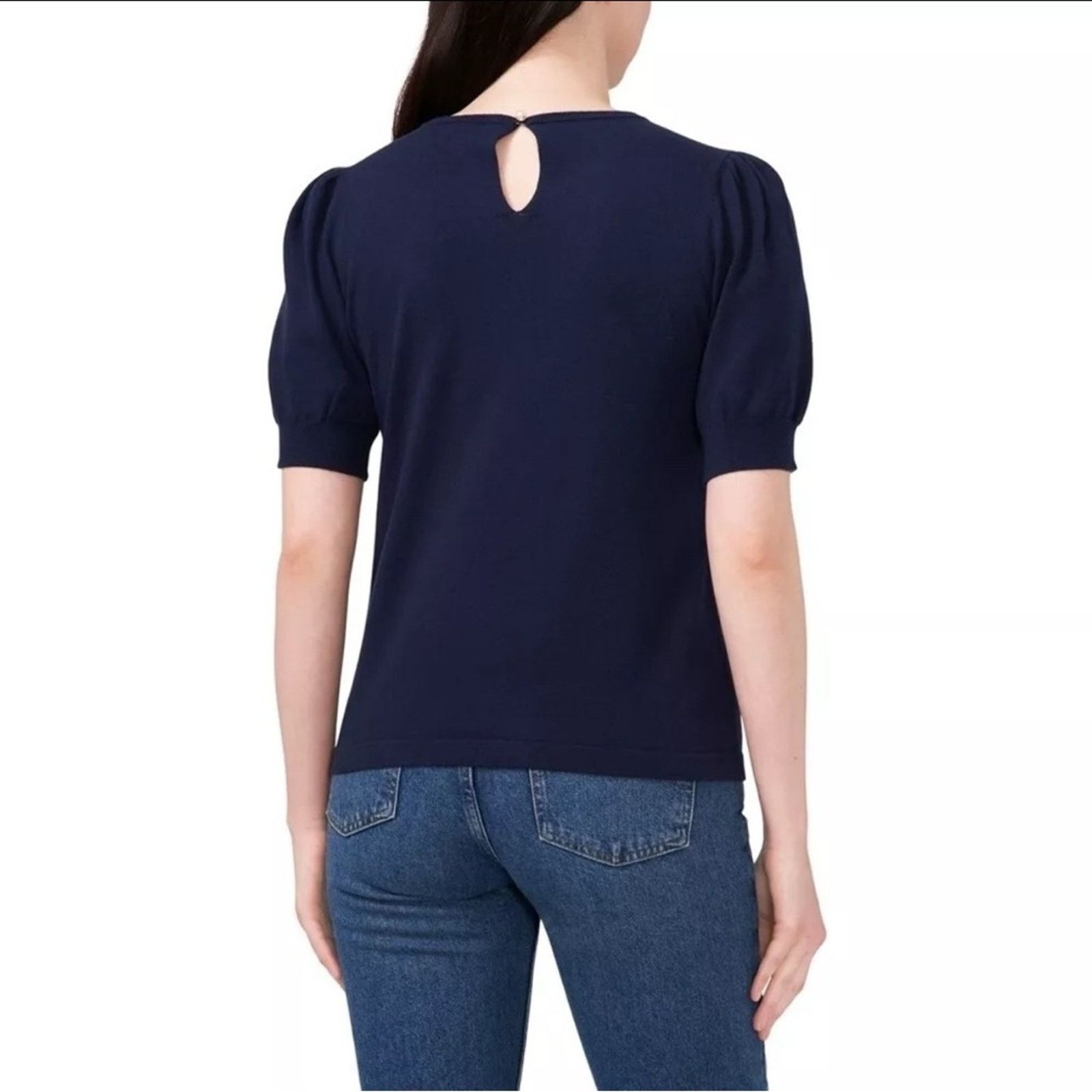 Vince Camuto Vince Camuto Lightweight Pearl Button Short Sleeve Sweater Size S / US 4 / IT 40 - 2 Thumbnail