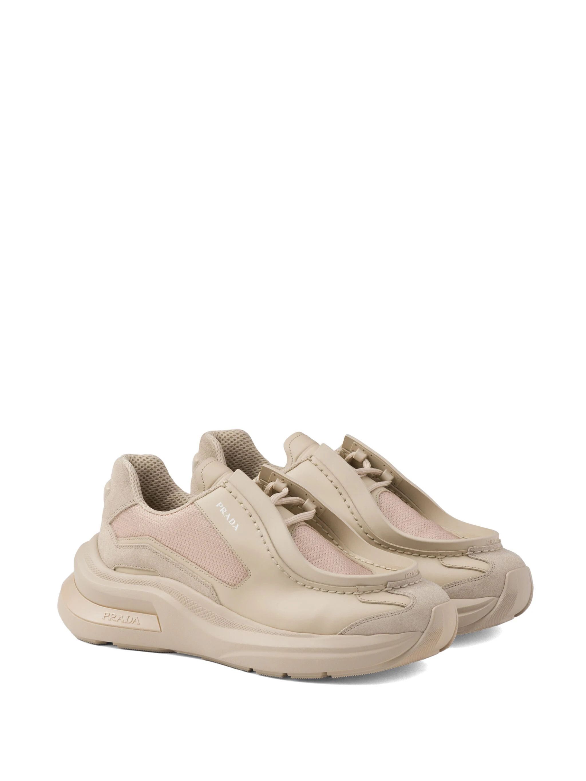 Prada o1mt1gz1024 Systeme Leather Sneakers in Beige Size US 10 / EU 43 - 2 Thumbnail