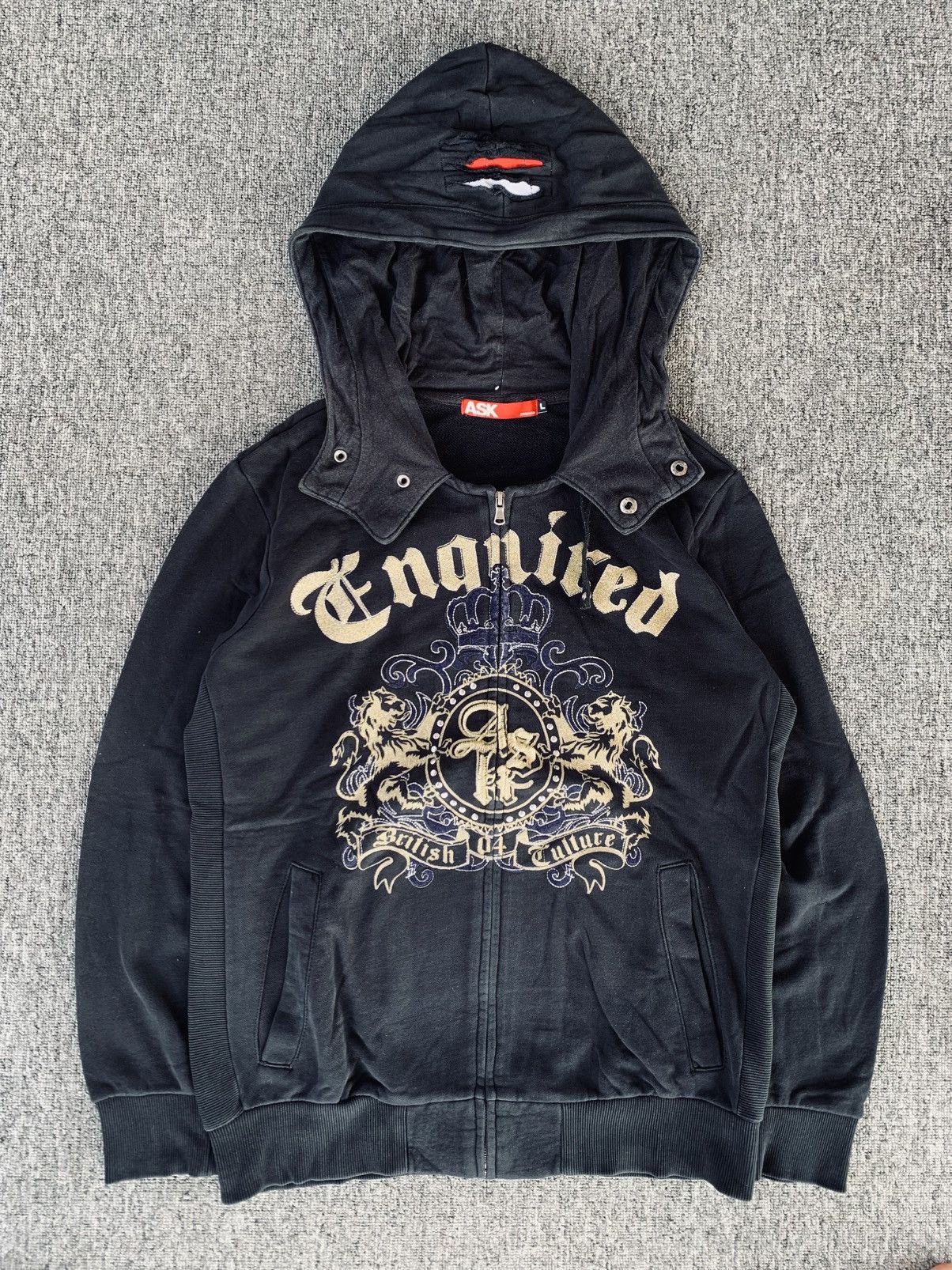 Japanese Brand Ask Enquired Mask Hoodie Distressed Poem Gothic Zip Jacket Size US L / EU 52-54 / 3 - 2 Thumbnail
