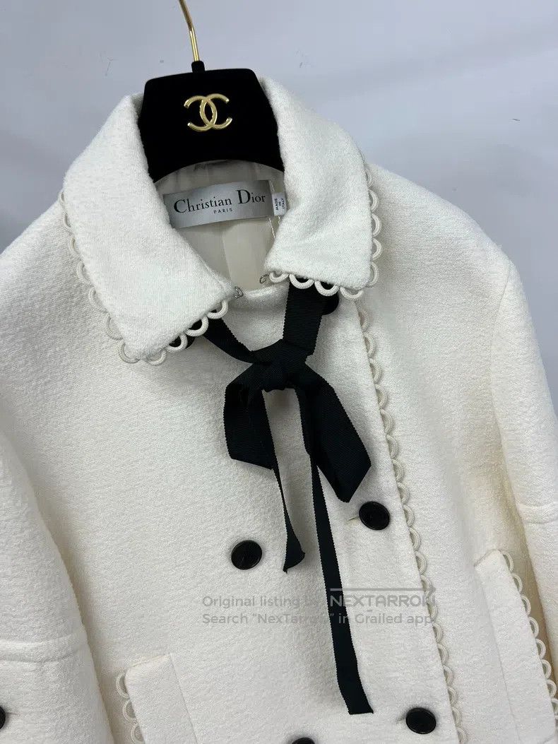 Dior Dior White bow double-breasted jacket Size S / US 4 / IT 40 - 3 Thumbnail