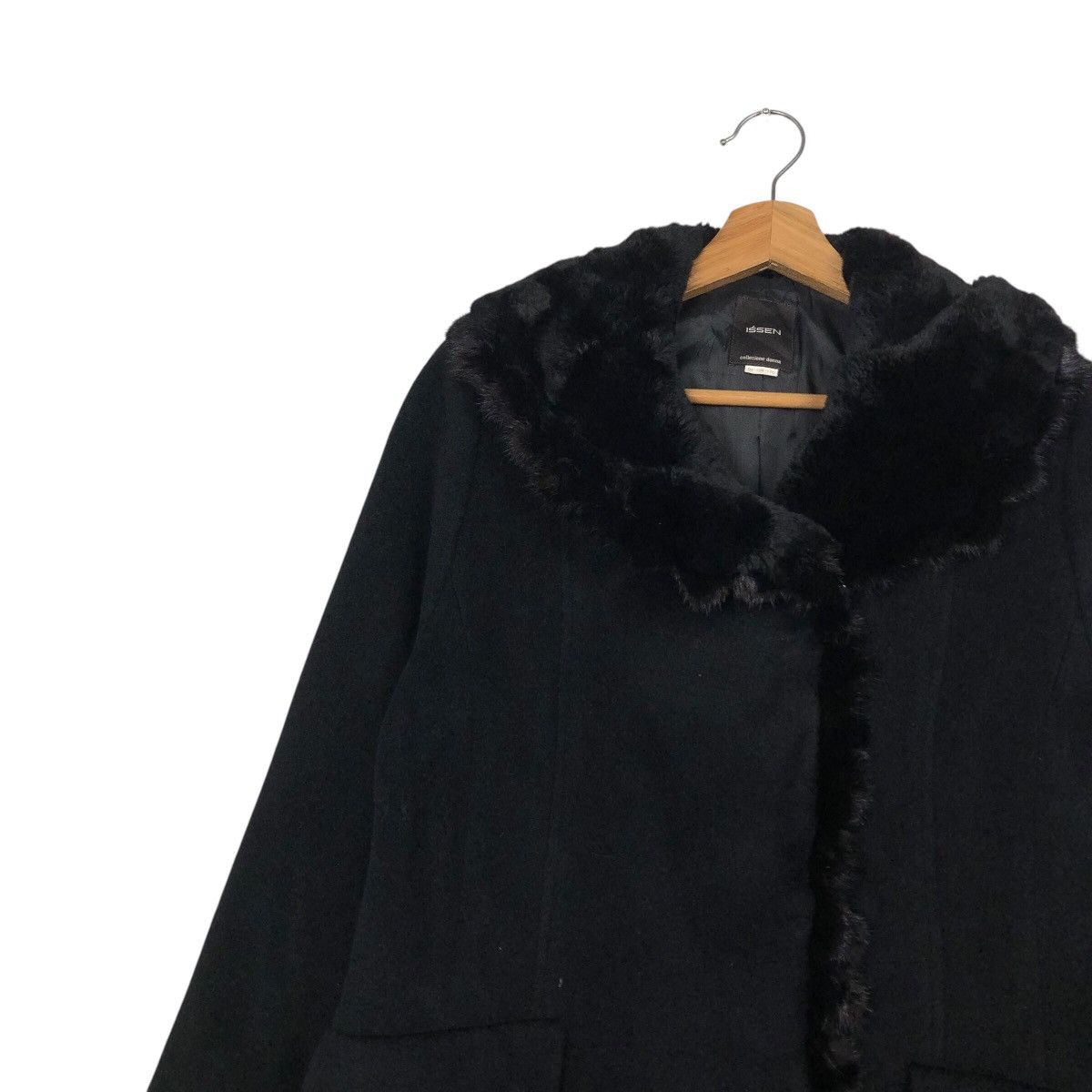 Issey Miyake 📌Rich Black Vintage Long Jacket Wool Issen Collezione Donna Size US M / EU 48-50 / 2 - 9 Thumbnail