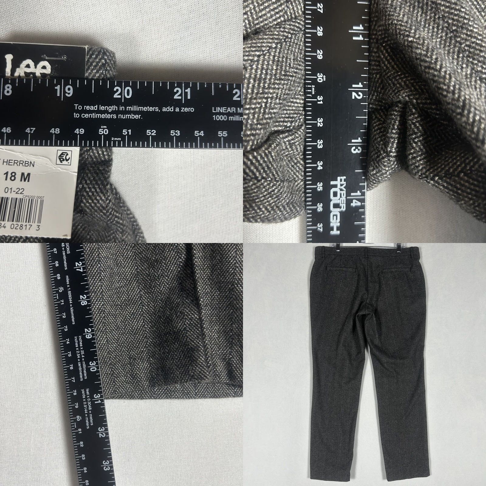 Lee Lee Dress Pants Womens 18M Grey Herringbone Flannel Straight High Rise Plus Regular Inseam 31in Satin Closure Suit Workwear Size 40" / US 18 - 8 Thumbnail