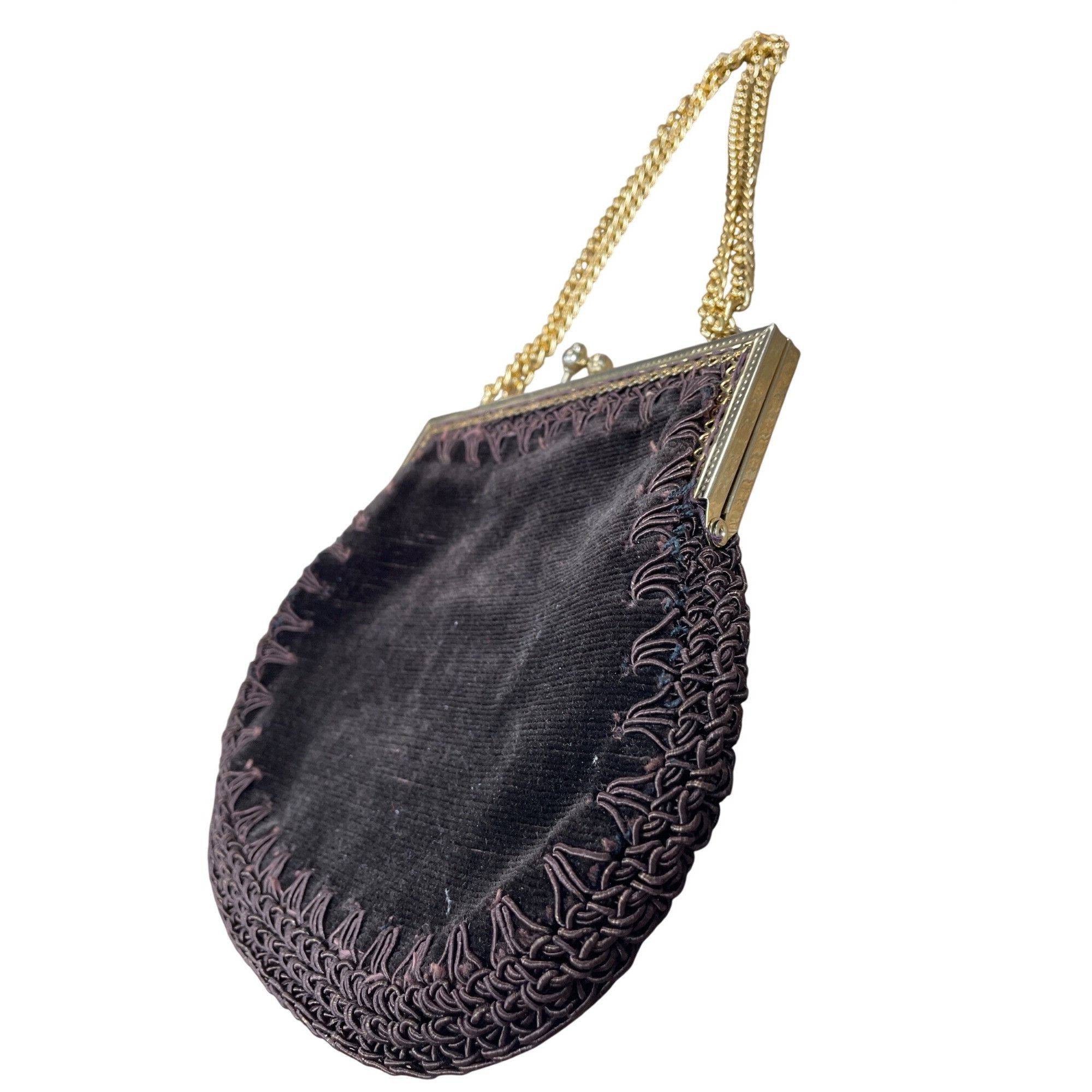 Handmade Italian handmade womans brown fabric gold ware kisslock hand Size ONE SIZE - 3 Thumbnail
