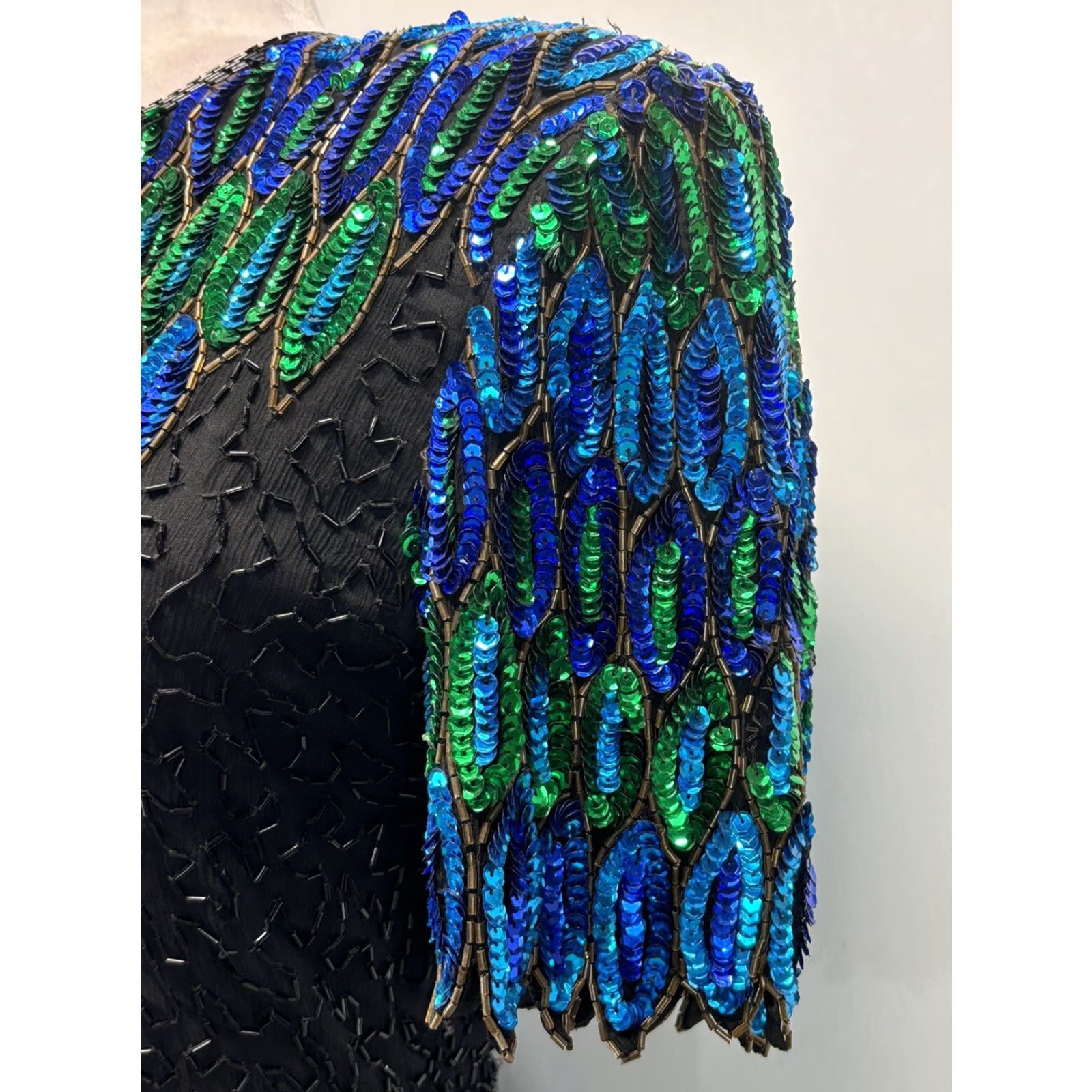Vintage VINTAGE Stenay Silk Dress Beaded Eveningwear 1980s Black Size 10 Short Back Cutout Lined Mens/Womens? Size 32" / US 10 / IT 46 - 6 Thumbnail