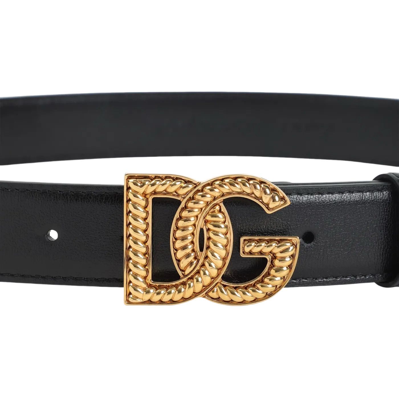 DOLCE&GABBANA Black Leather DG Belt New And Authentic (Women