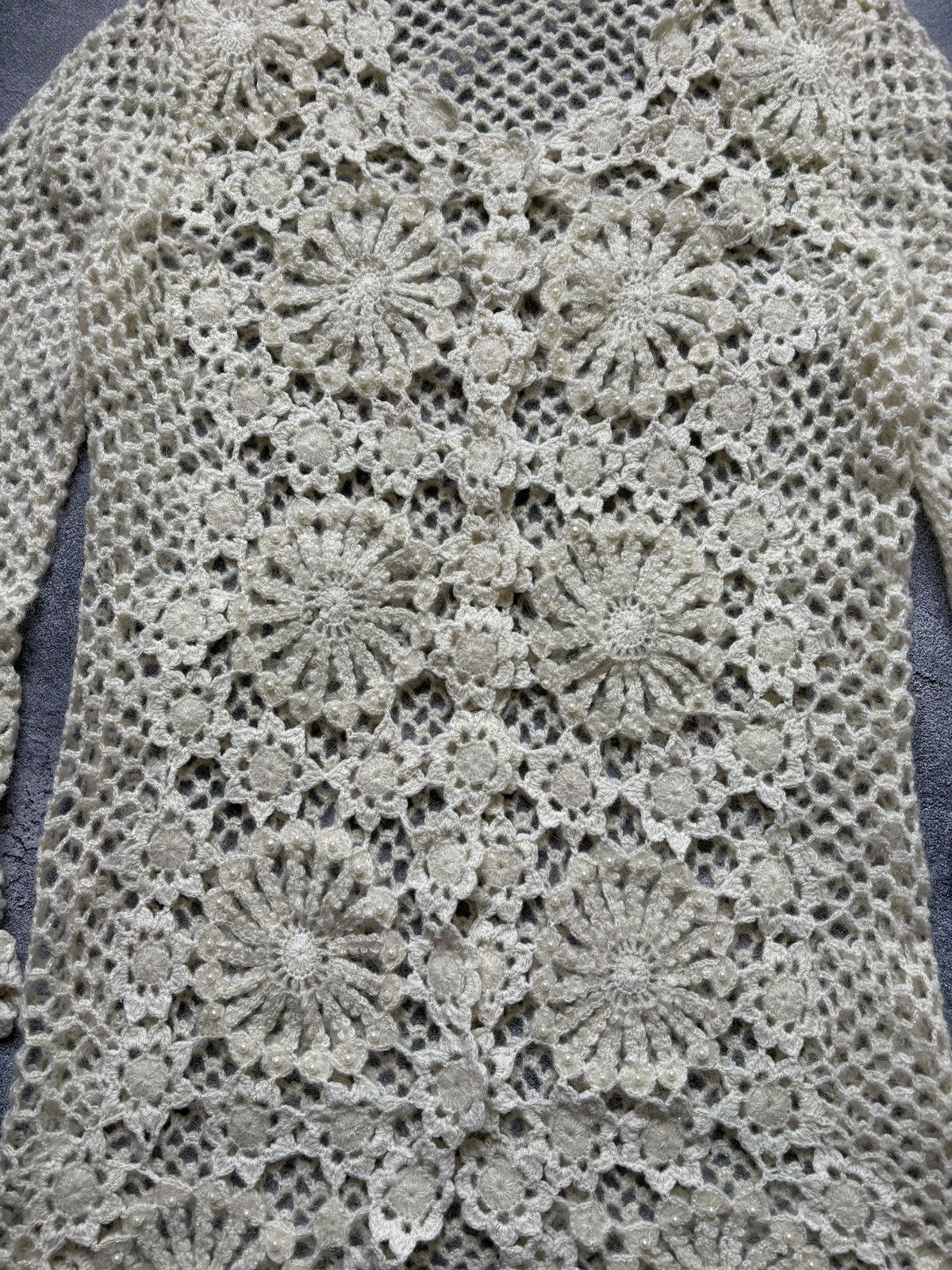 Max Mara Max Mara Luxury Knit Crochet Lace Beaded Pearl Cardigan Size M / US 6-8 / IT 42-44 - 7 Thumbnail