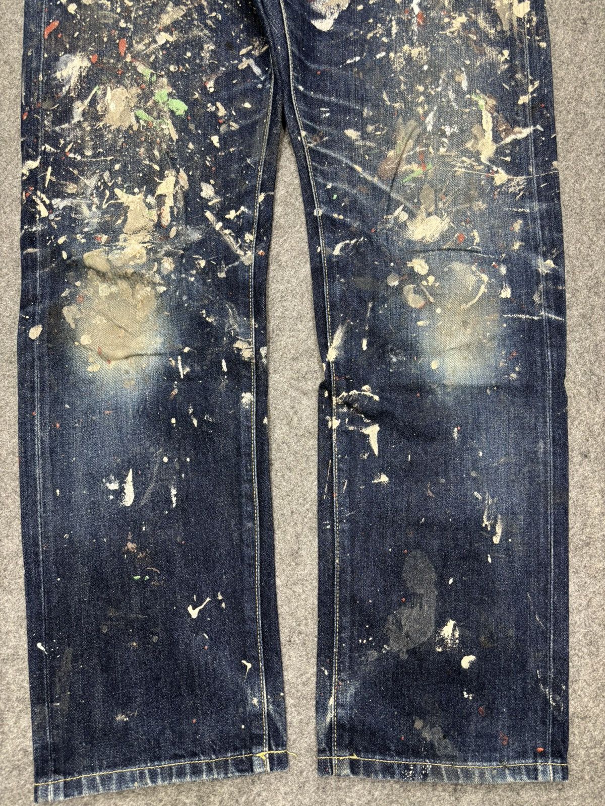 Japanese Brand 💥ART💥Uniqlo Japan Heavy Paint Splatter Selvedge Denim F673 Size US 34 / EU 50 - 7 Thumbnail