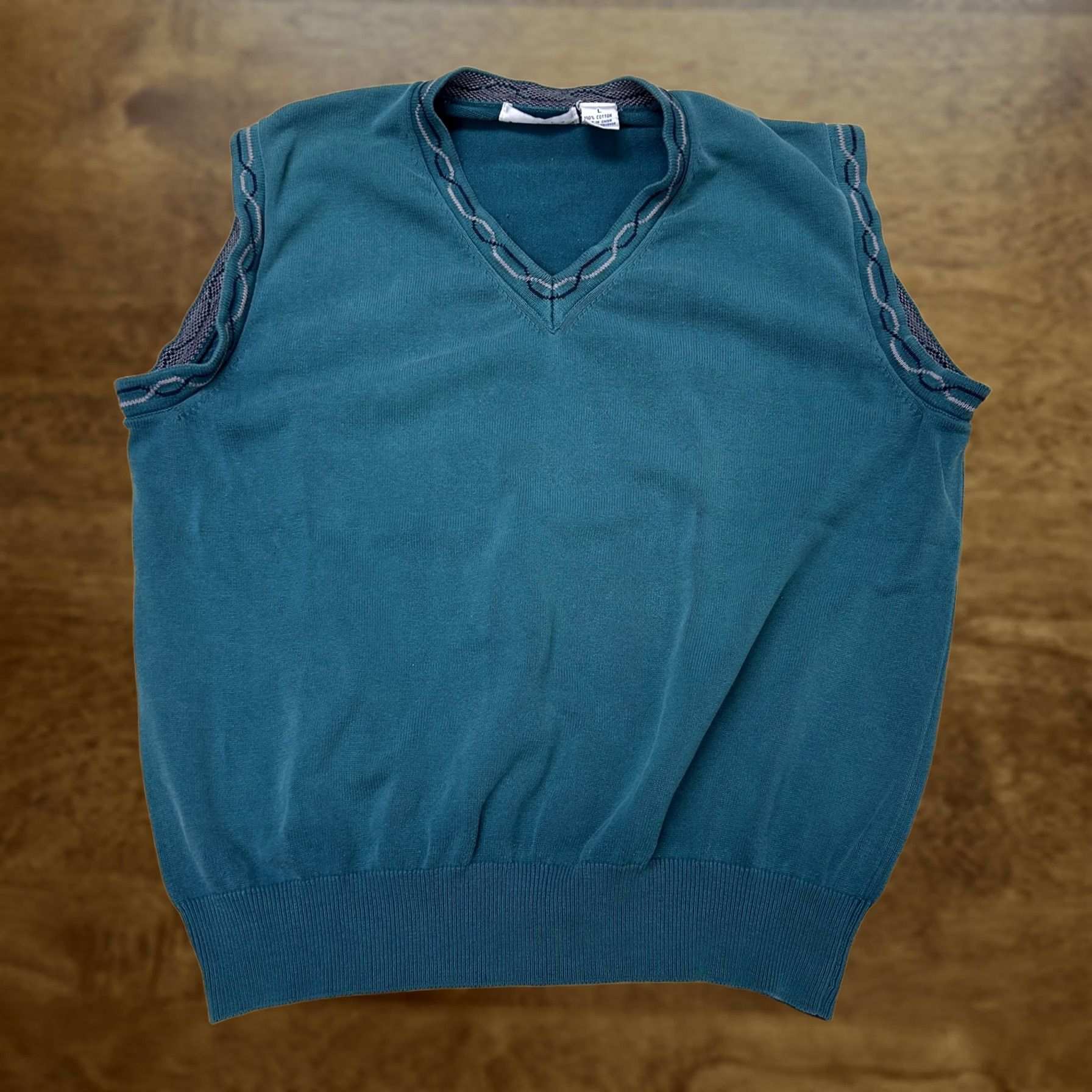 Vintage VINTAGE Mark Scot Sweater Vest Mens Large Blue V Neck Cotton Knit Pullover Golf Size US L / EU 52-54 / 3 - 1 Thumbnail