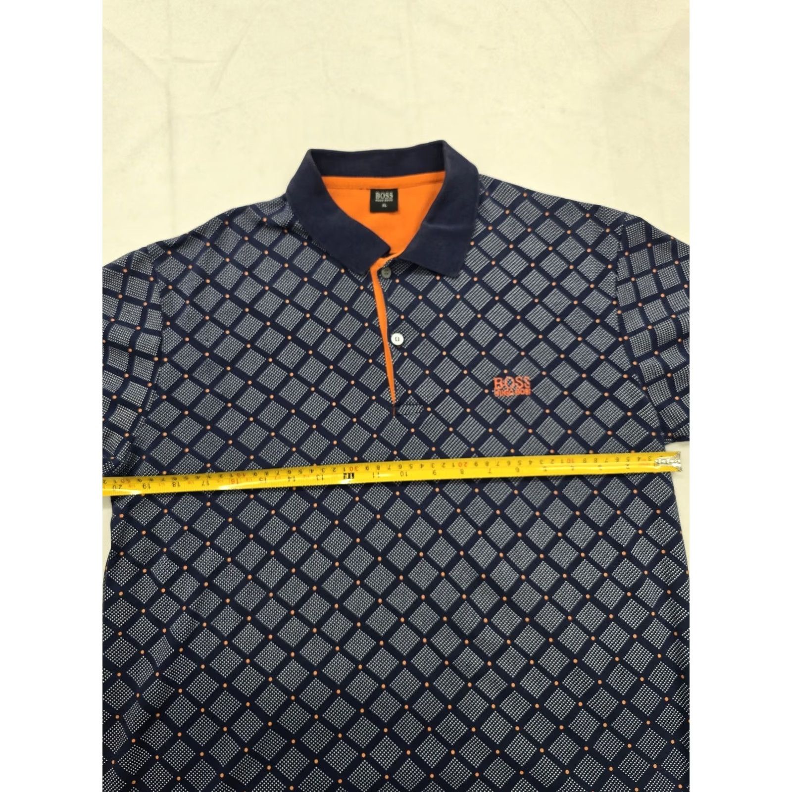 Hugo Boss Hugo Boss XL Dark Blue Diamond Cotton Polo Shirt Short Sleeve Men Size US XL / EU 56 / 4 - 6 Thumbnail