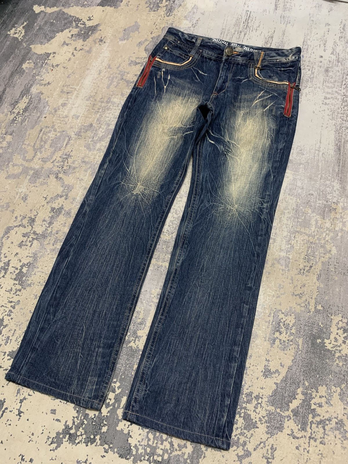 If Six Was Nine Blow by Blue Archive Y2K Faded Flare Straight Leg Jeans Size US 33 - 5 Thumbnail