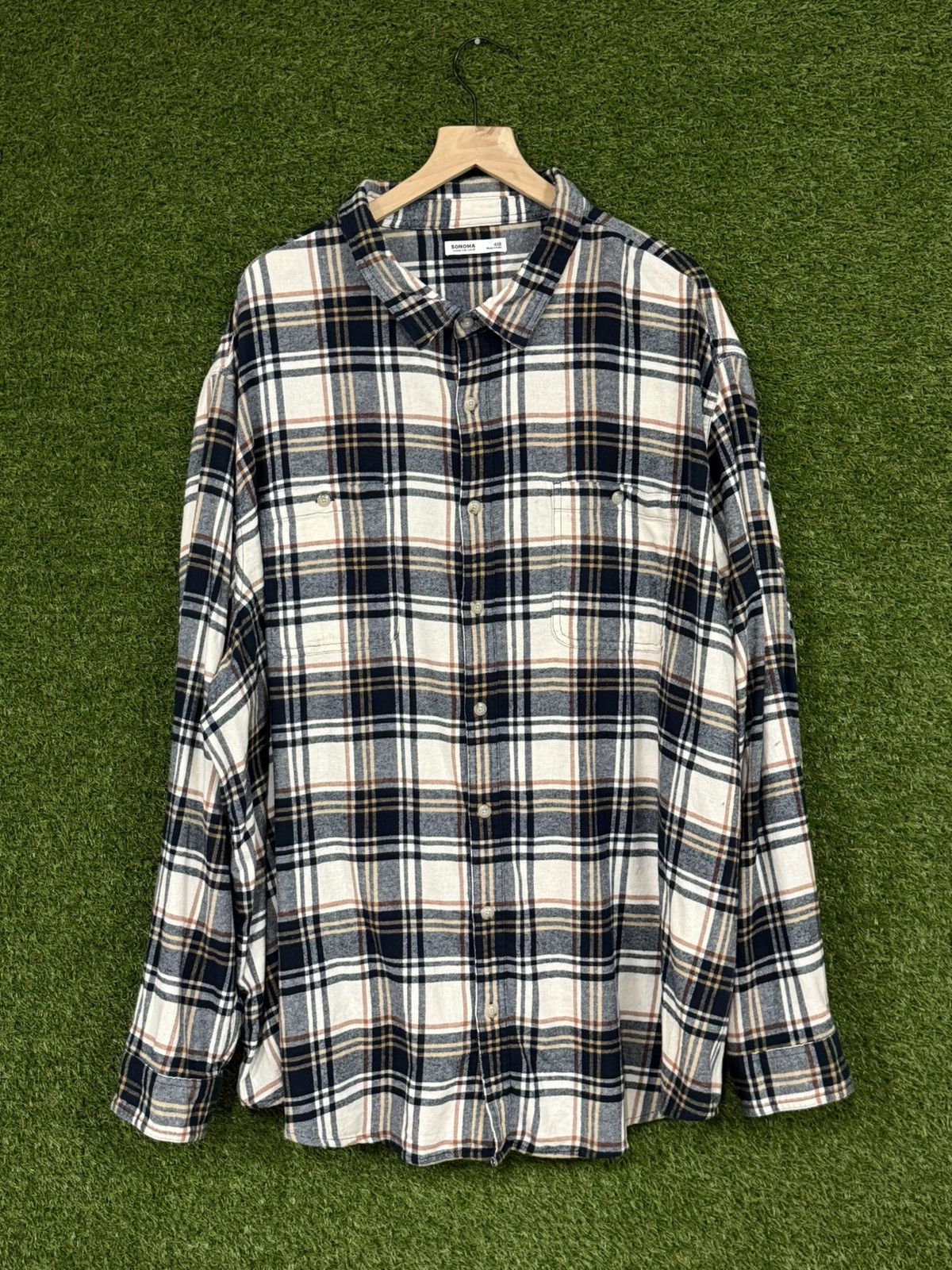Sonoma Sonoma Flannel Plaid Pocket Work Shirt 4XB XXXXL Size US XXL / EU 58 / 5 - 1 Thumbnail