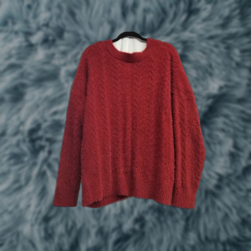 Lucky Brand Lucky Brand Womens Sweater XL Burgundy V Neck Relaxed Distressed Pullover Shaggy Size XL / US 12-14 / IT 48-50 - 1 Thumbnail