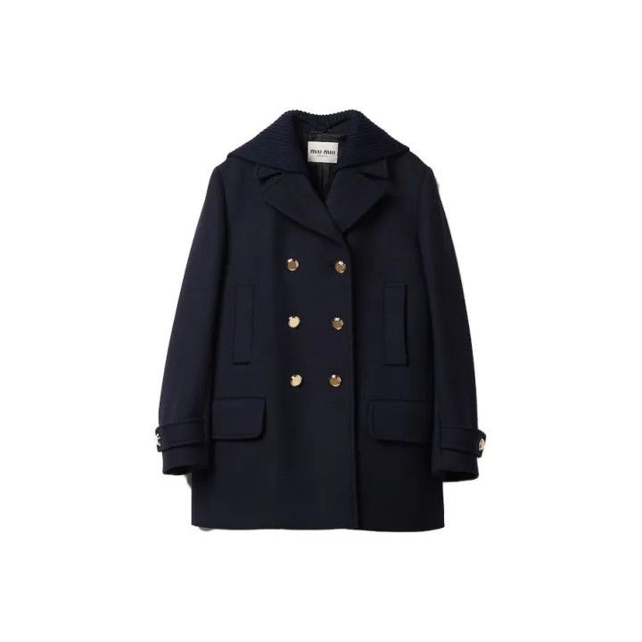 Miu Miu Miu Miu Blue Double-Breasted Long Sleeve Coat 0079 Size M / US 6-8 / IT 42-44 - 1 Thumbnail