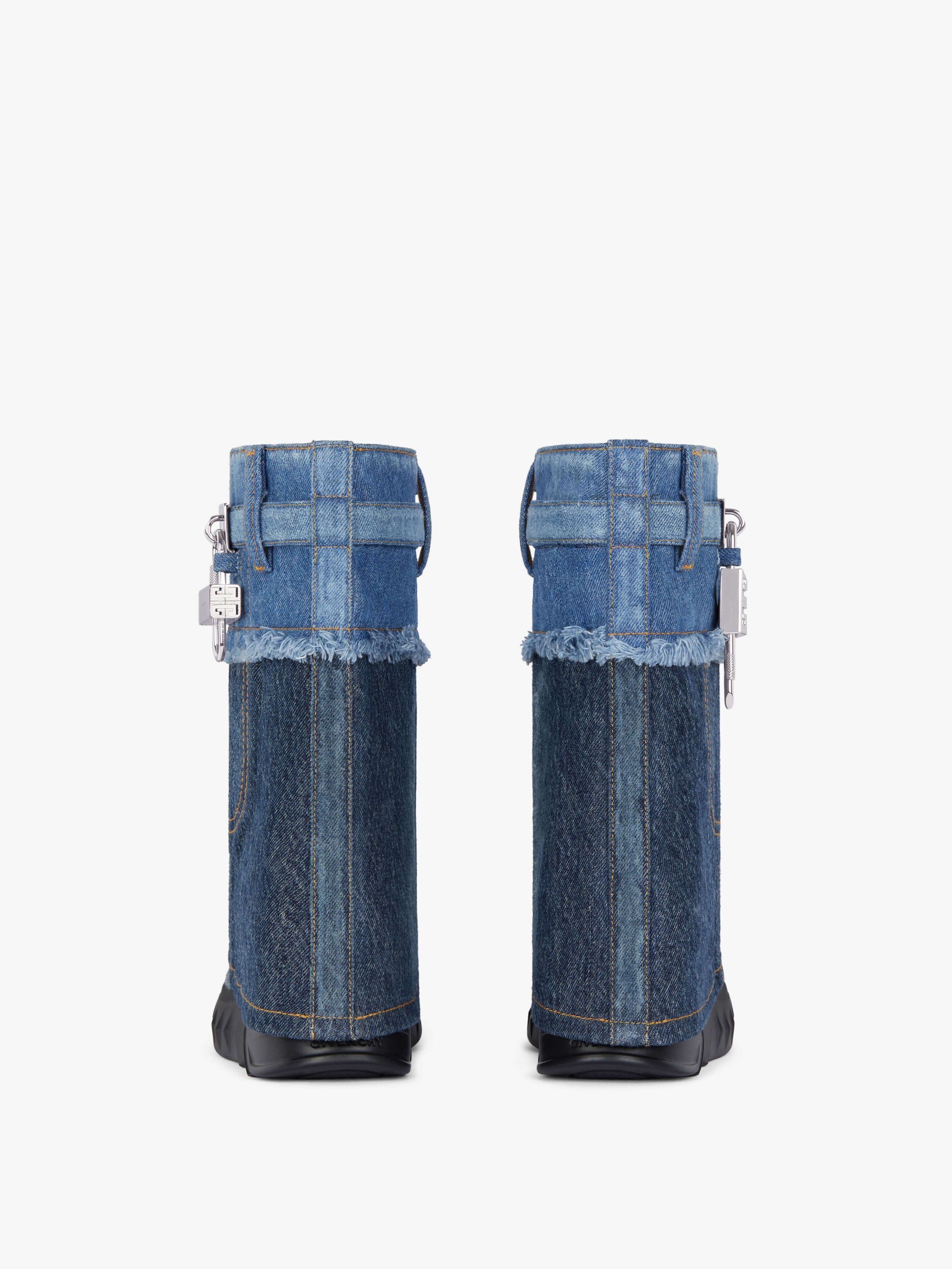 Givenchy o1srvl11e0525 Shark Lock Ankle Boots Biker Low Wedge Blue Size US 10 / IT 40 - 6 Thumbnail