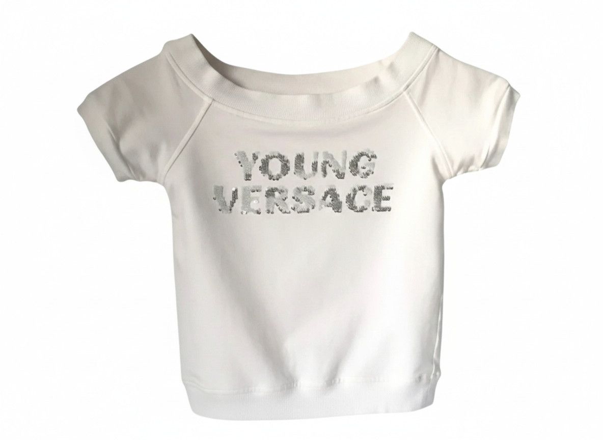 Versace Young Versace Girls White Sequin Logo Top Size XXS / US 00 / IT 34 - 1 Thumbnail