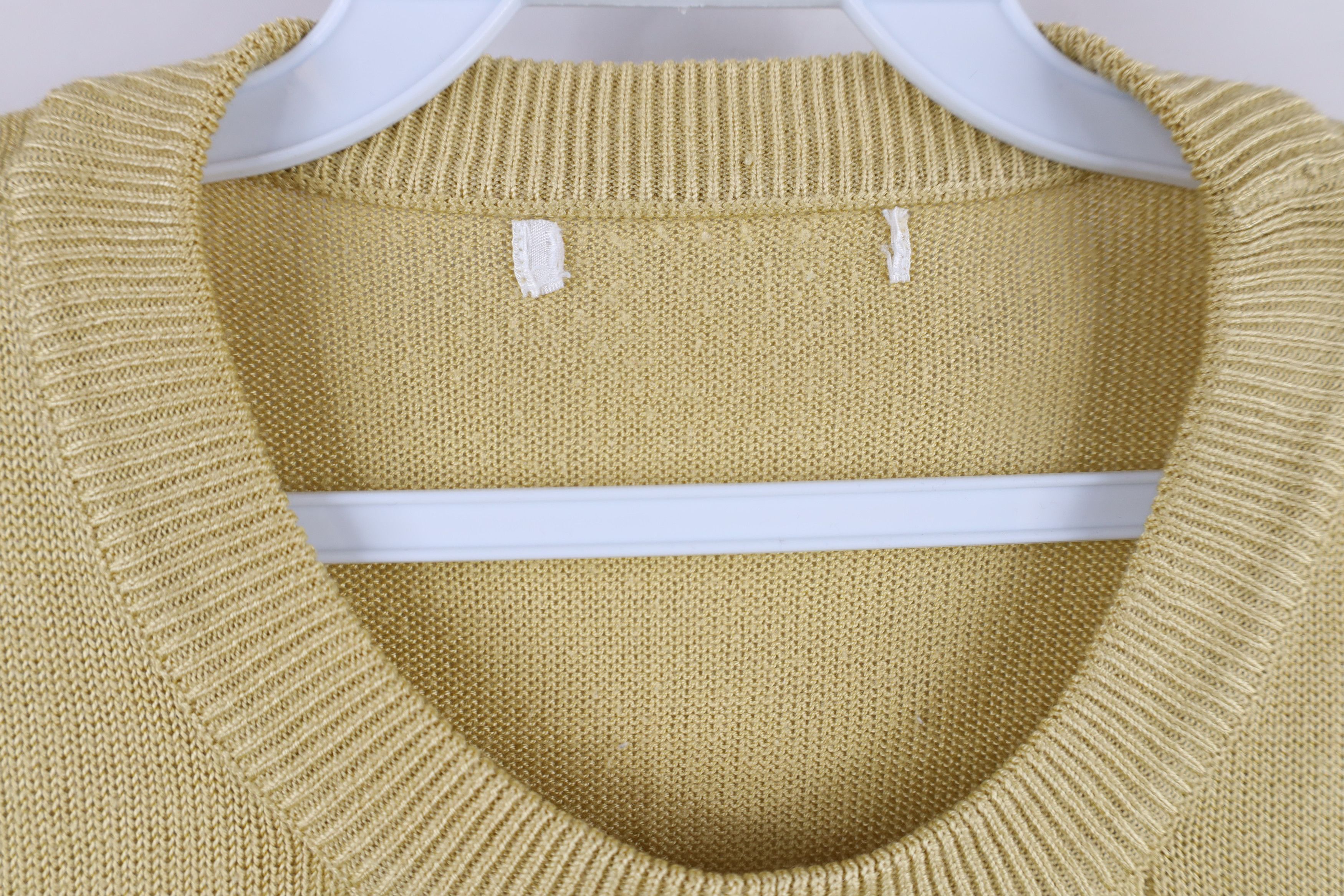 Vintage Vintage 90s Streetwear Knit Short Sleeve Sweater Gold Size US L / EU 52-54 / 3 - 5 Thumbnail