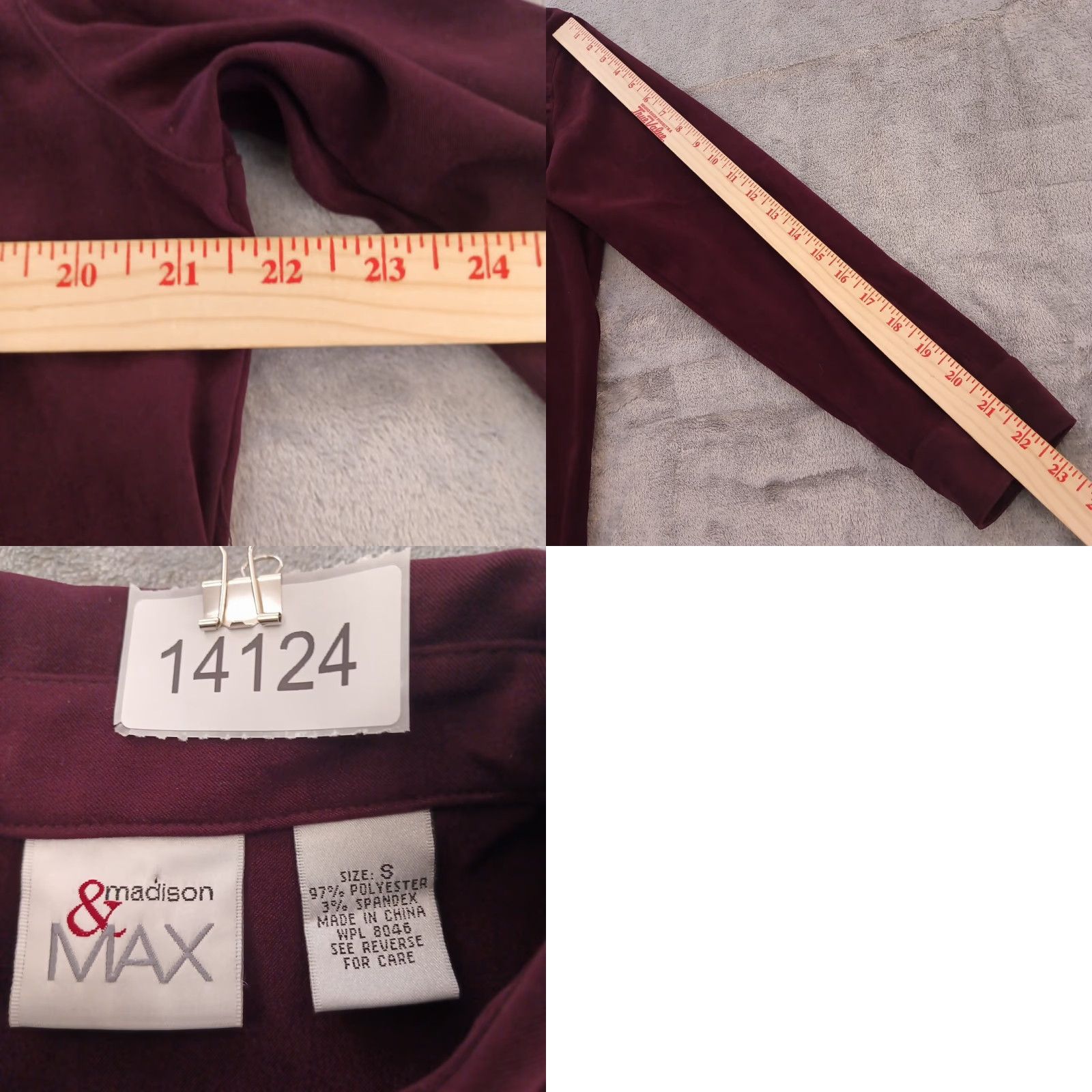 Madison Max & Madison Shirt Womens Small Purple Microfiber Long Sleeve Button Up Pockets Size S / US 4 / IT 40 - 8 Thumbnail