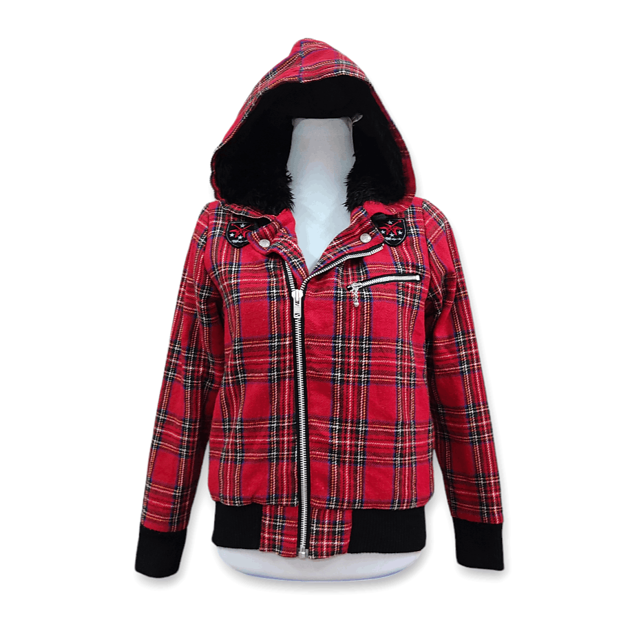 Beauty Beast HELL'S CAT PUNK Sex Pistols Inspired Tartan Hooded Jacket Size XS / US 0-2 / IT 36-38 - 1 Thumbnail