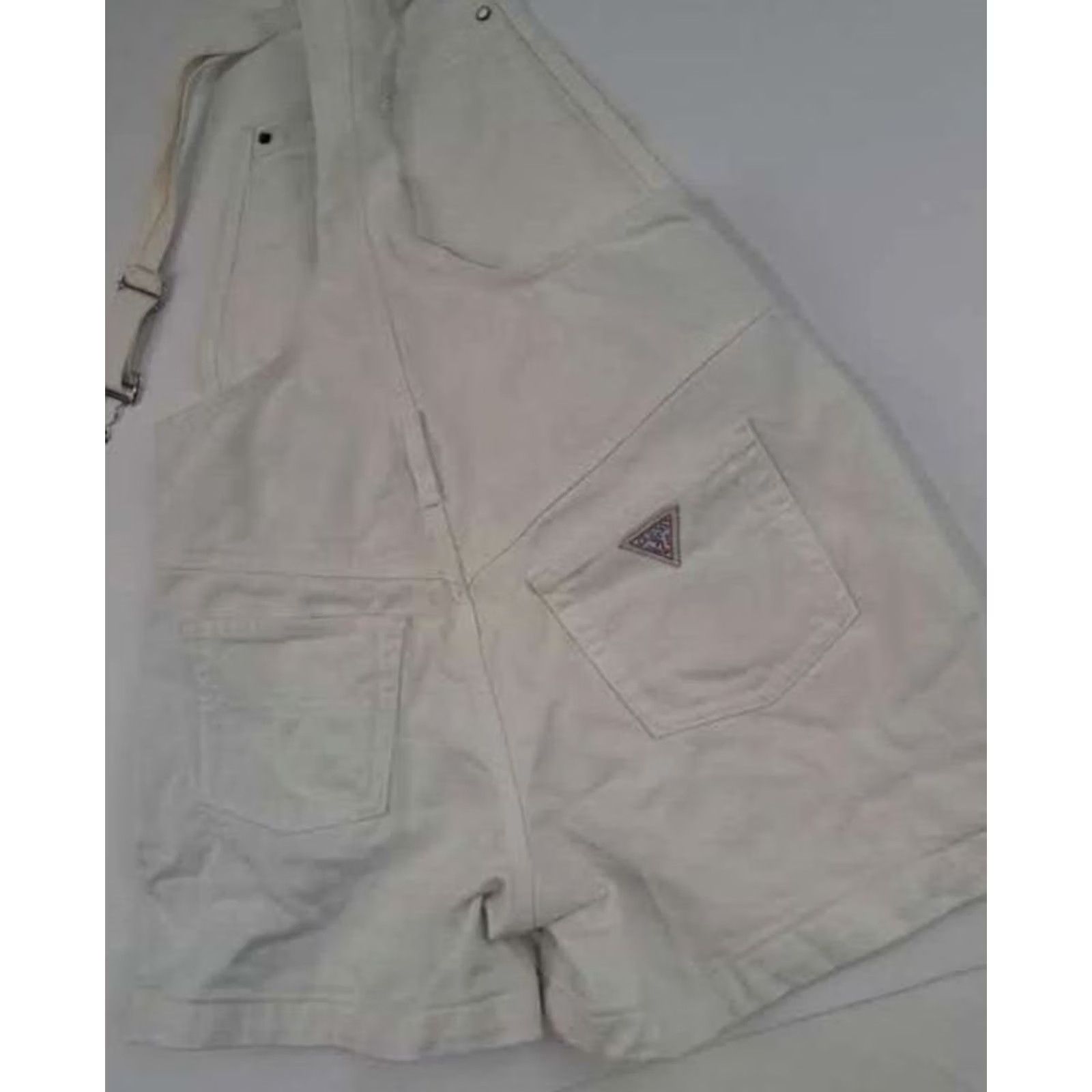 Guess VINTAGE GUESS White Overall Shorts Womens Medium USA Made Denim 100% Cotton Daisy Duke 30in Waist Mid Rise Size 30" / US 8 / IT 44 - 6 Thumbnail