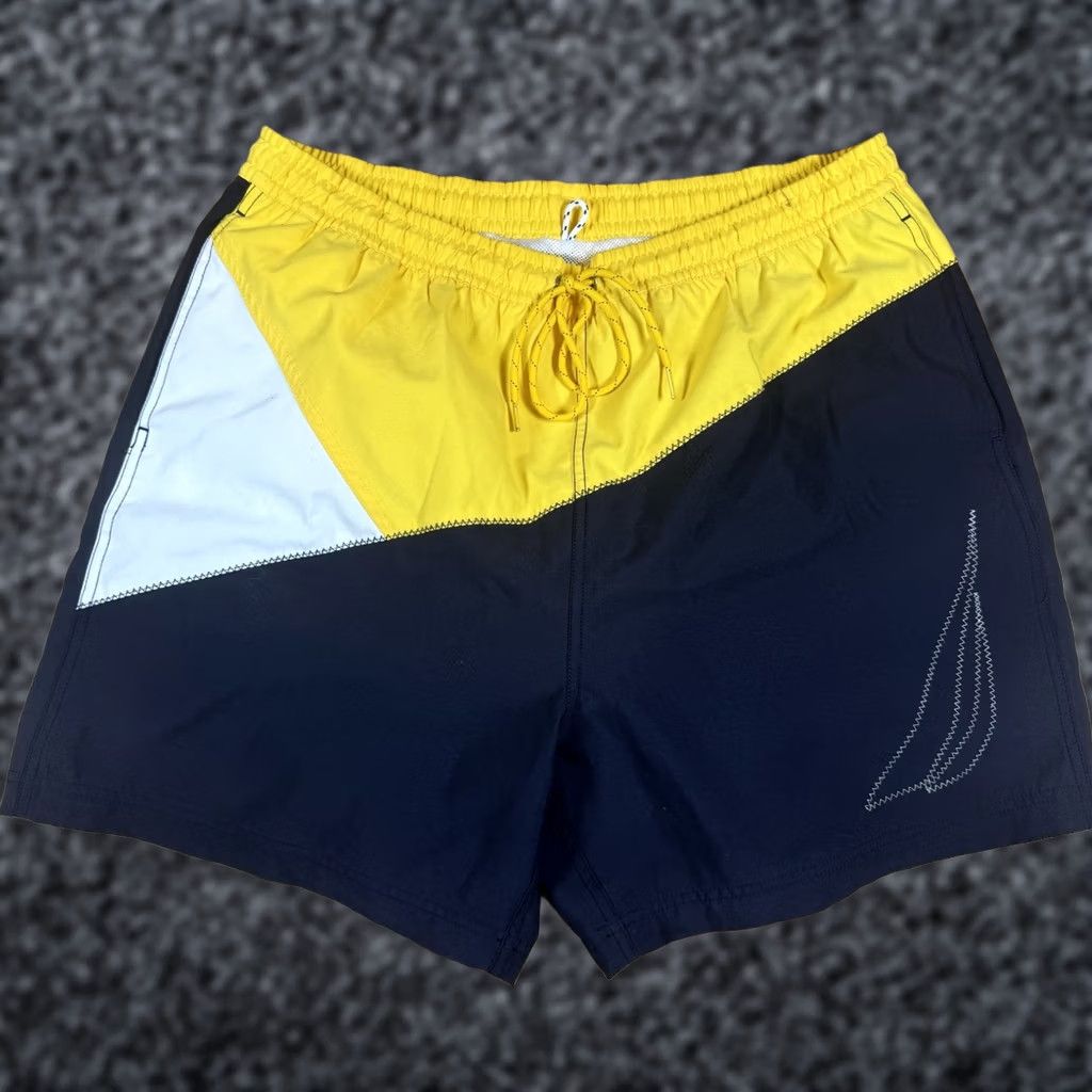 Nautica VINTAGE Nautica Swim Trunks Mens XL Yellow Blue Sailing Size US 36 / EU 52 - 1 Thumbnail