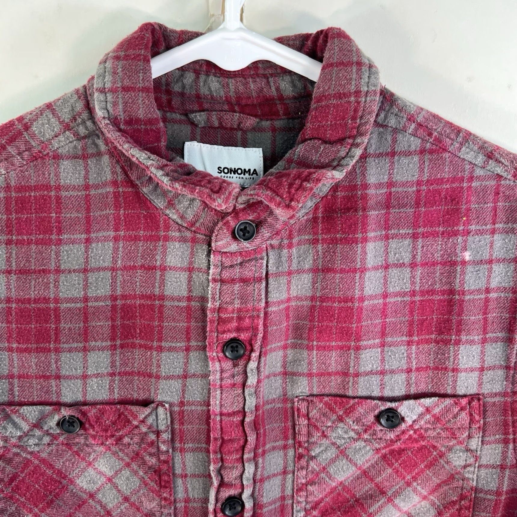 Vintage Be Different Be Nice Hand Bleached Flannel Sonoma Shirt Unisex Adults M Red Plaid Vintage No N/A Size M / US 6-8 / IT 42-44 - 4 Thumbnail