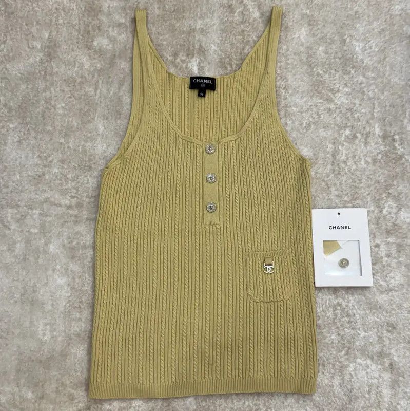 Chanel Chanel Summer Yellow Cotton Sleeveless T-Shirt 0089 Size S / US 4 / IT 40 - 1 Thumbnail