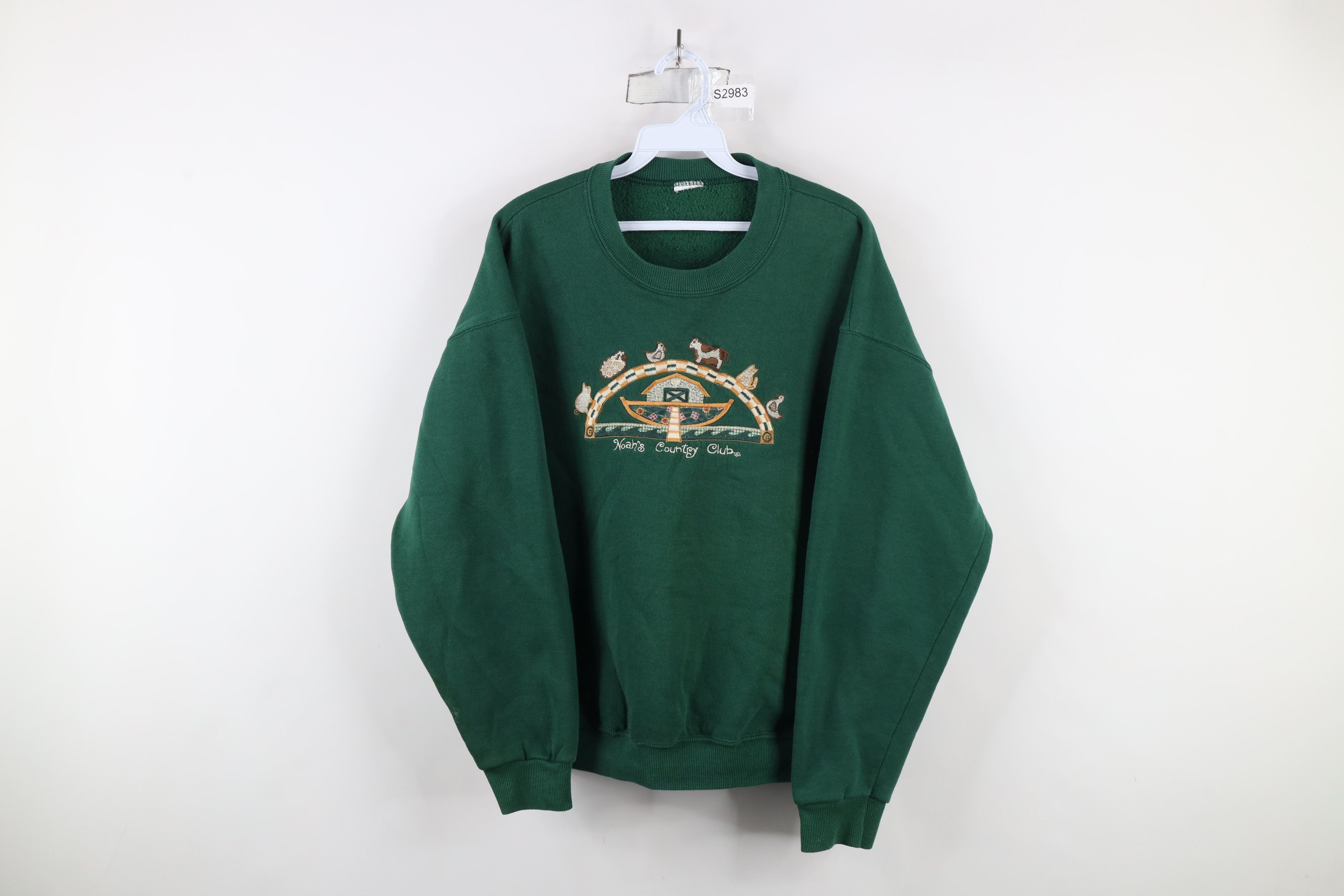 Vintage Vintage 90s Christian Noahs Ark Crewneck Sweatshirt Green Size XL / US 12-14 / IT 48-50 - 1 Thumbnail
