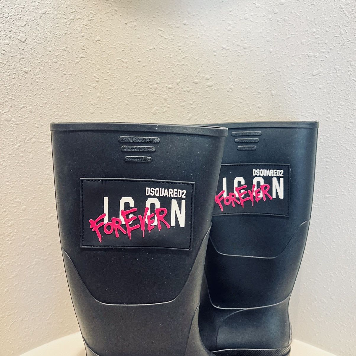 Dsquared2 DSQUARED2 Icon Tall Black Rubber Rain Boots Size 8 NEW Size US 8 / IT 38 - 6 Thumbnail