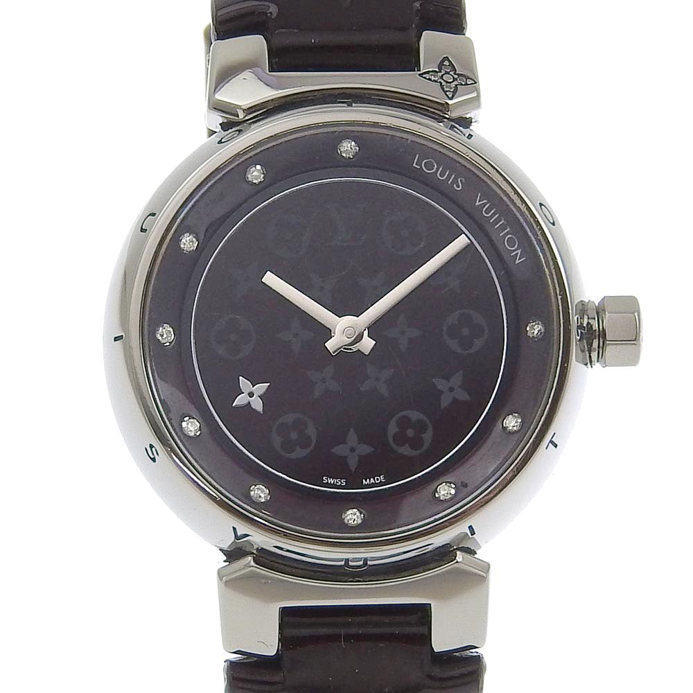 Louis Vuitton Louis Vuitton Louis Vuitton Tambour Monogram Vernis Stainless Steel Watch Metal Quartz Q12M3 DUTY FREE for USA Size ONE SIZE - 1 Thumbnail