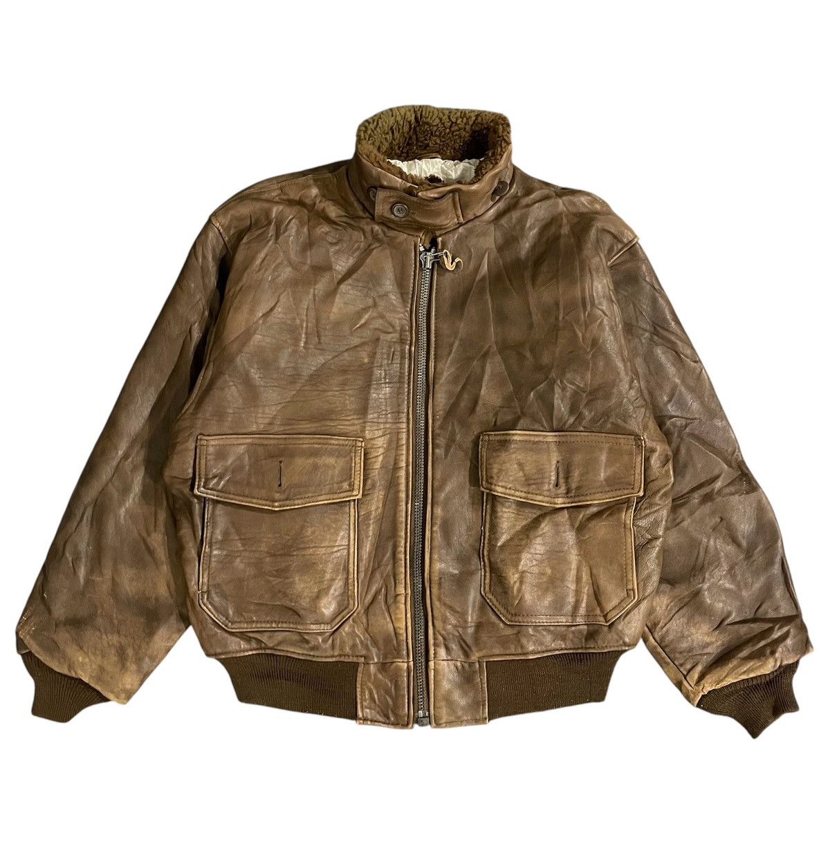 Vintage Vintage Sheep Leather Bomber Jacket Size US L / EU 52-54 / 3 - 1 Thumbnail