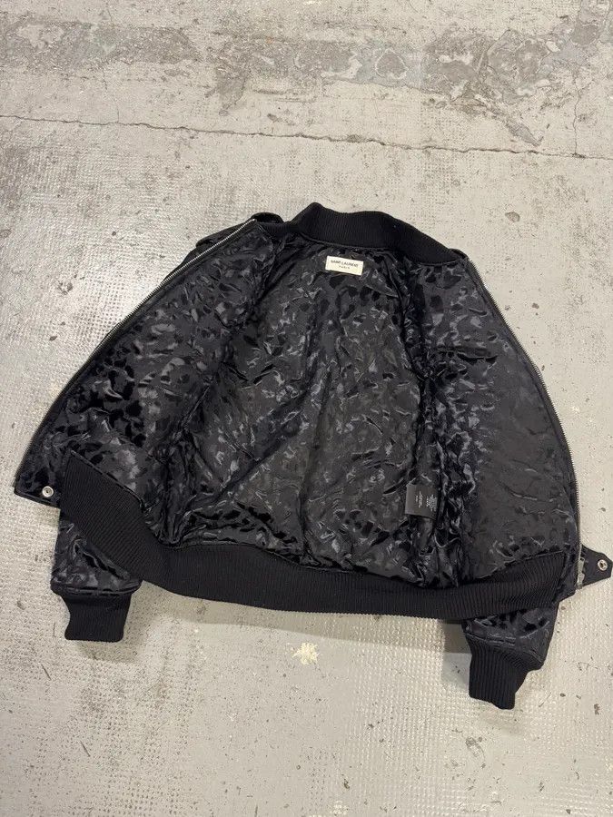 Saint Laurent Paris FW2016 Saint Laurent Black Bomber Nylon Leopard Print Jacket Size US XS / EU 42 / 0 - 10 Thumbnail