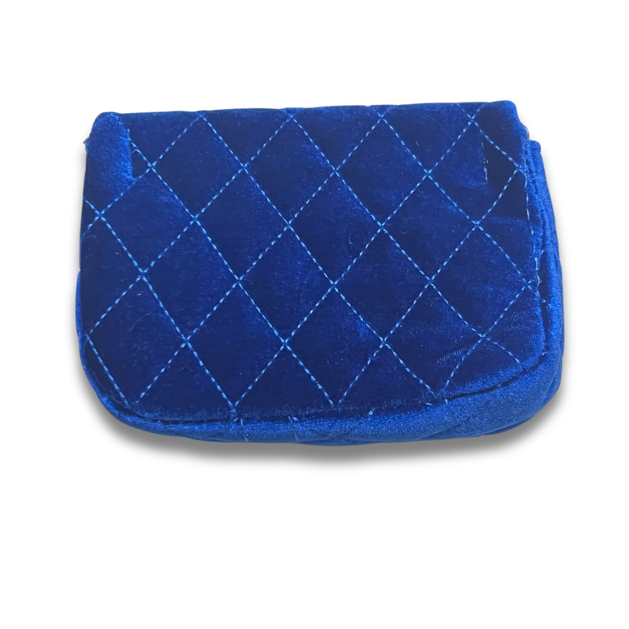 Other Blue Velvet Quilted Crossbody Handbag With Chain Strap & Gol Size ONE SIZE - 3 Thumbnail