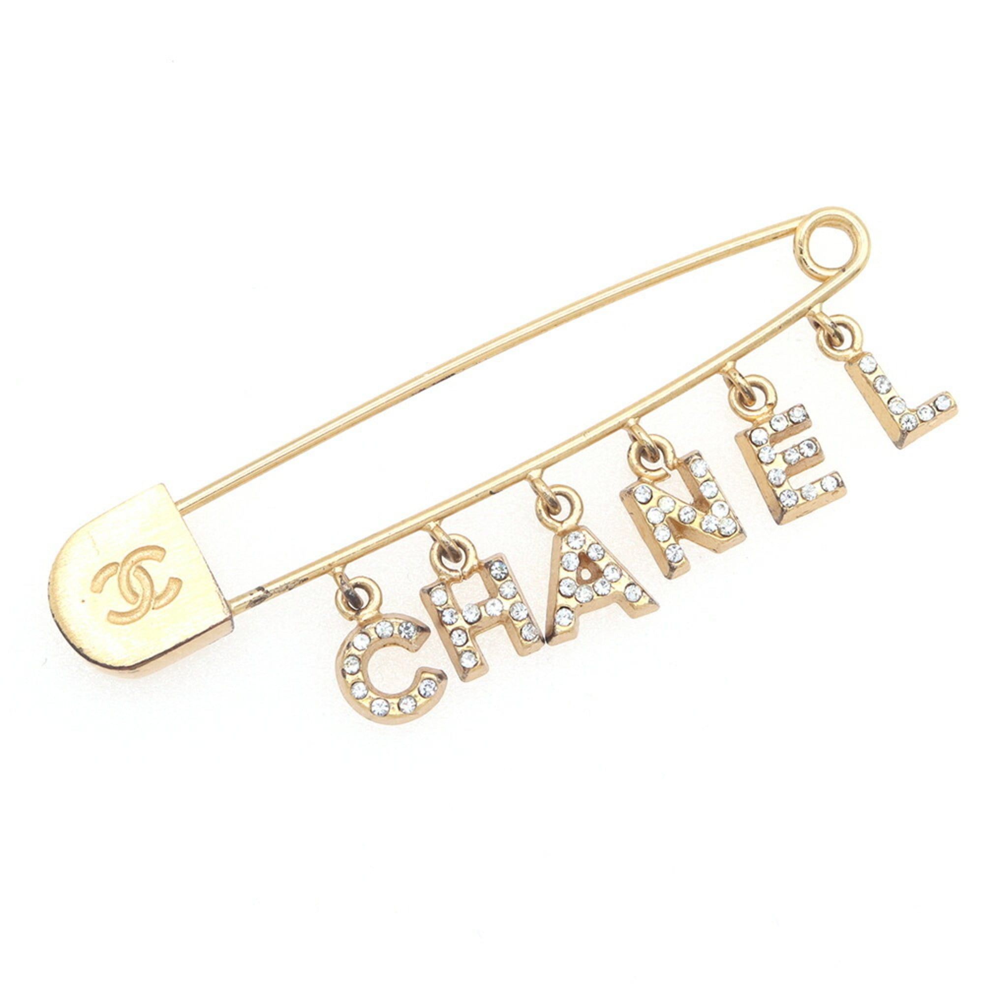 Chanel Chanel Brooch, Gold Metal Rhinestone Pin Safety Pin, Women's CHANEL Size ONE SIZE - 1 Thumbnail