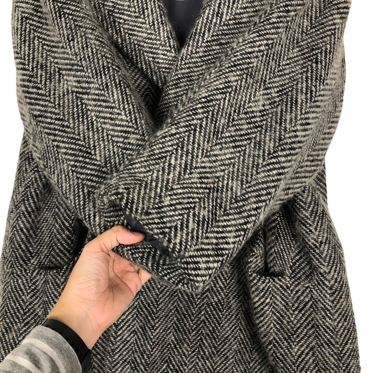 Japanese Brand 🔥Issey Miyake Design Wool Long Jacket Herringbone Size US M / EU 48-50 / 2 - 13 Thumbnail