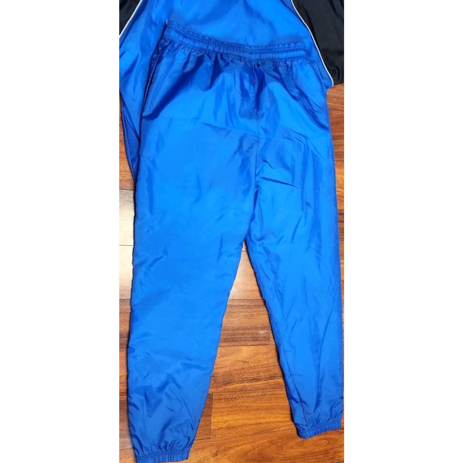 Reebok VINTAGE Reebok Track Suit Mens M Medium Blue Black Logo Nylon Lined Jacket Pants Set Size 40R - 6 Thumbnail