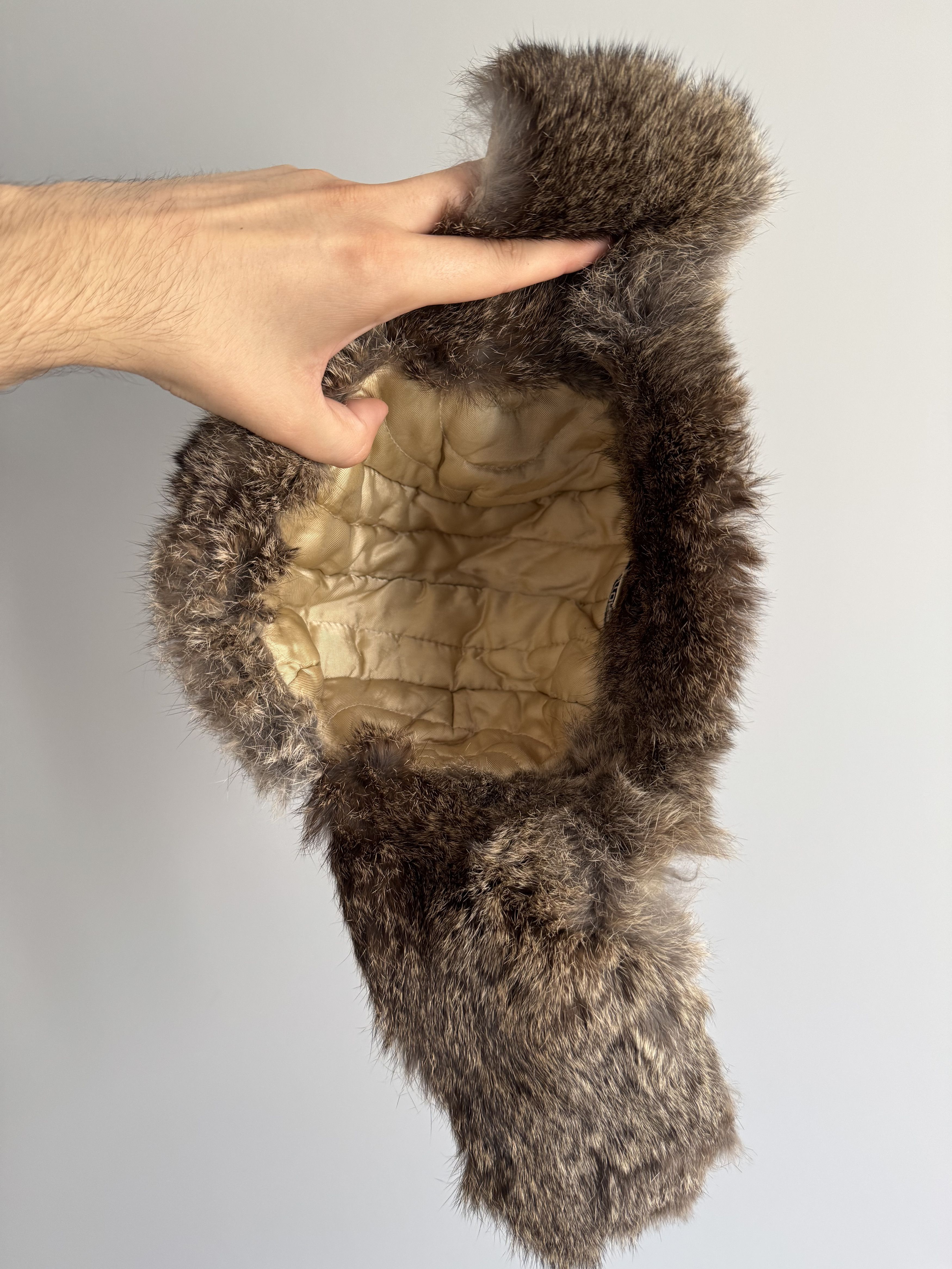 Other Vintage Nylon Ushanka Real Fur Hat Mohair Fuzzy Trapper Punk Size ONE SIZE - 7 Thumbnail