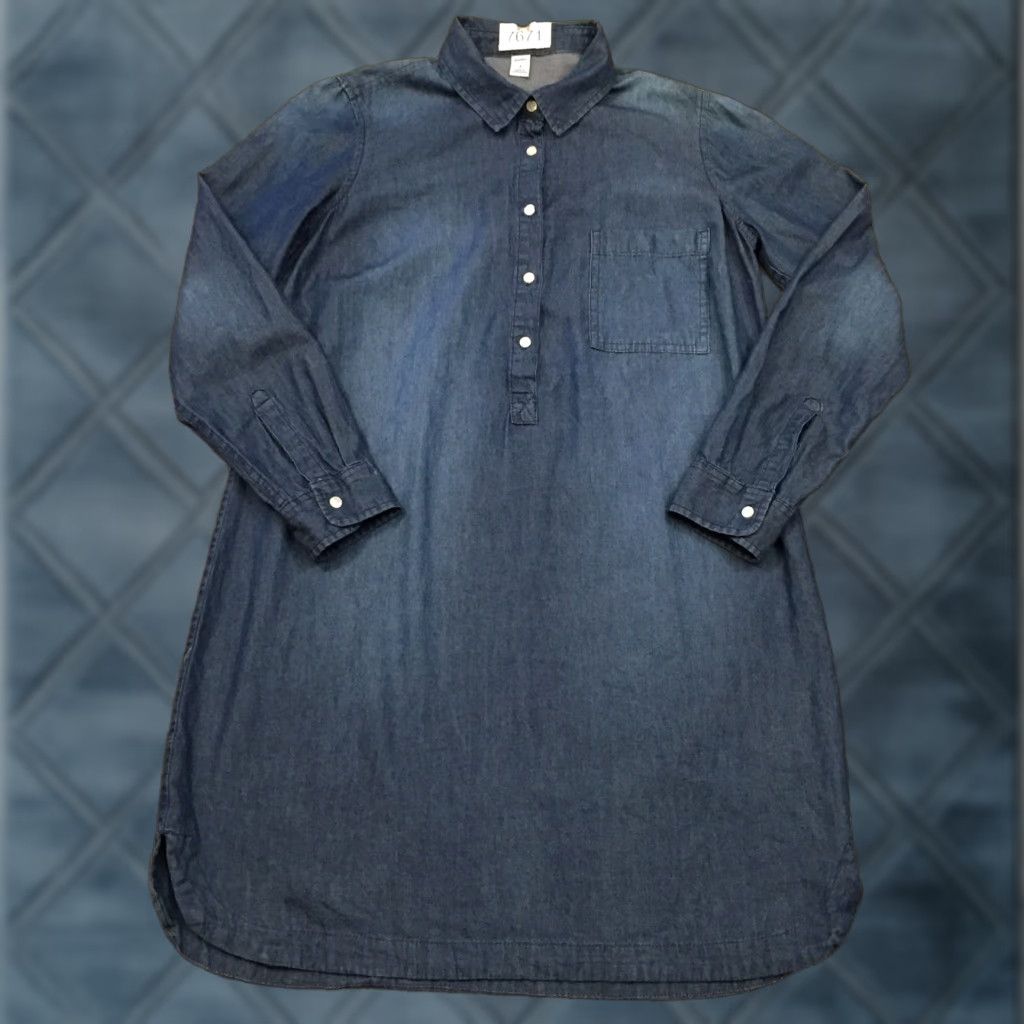 Old Navy Old Navy Shirt Dress Small Blue Long Sleeve Knee Length Button Collared Dress Women S Blue Shirt Dress Women S Size S / US 4 / IT 40 - 1 Thumbnail